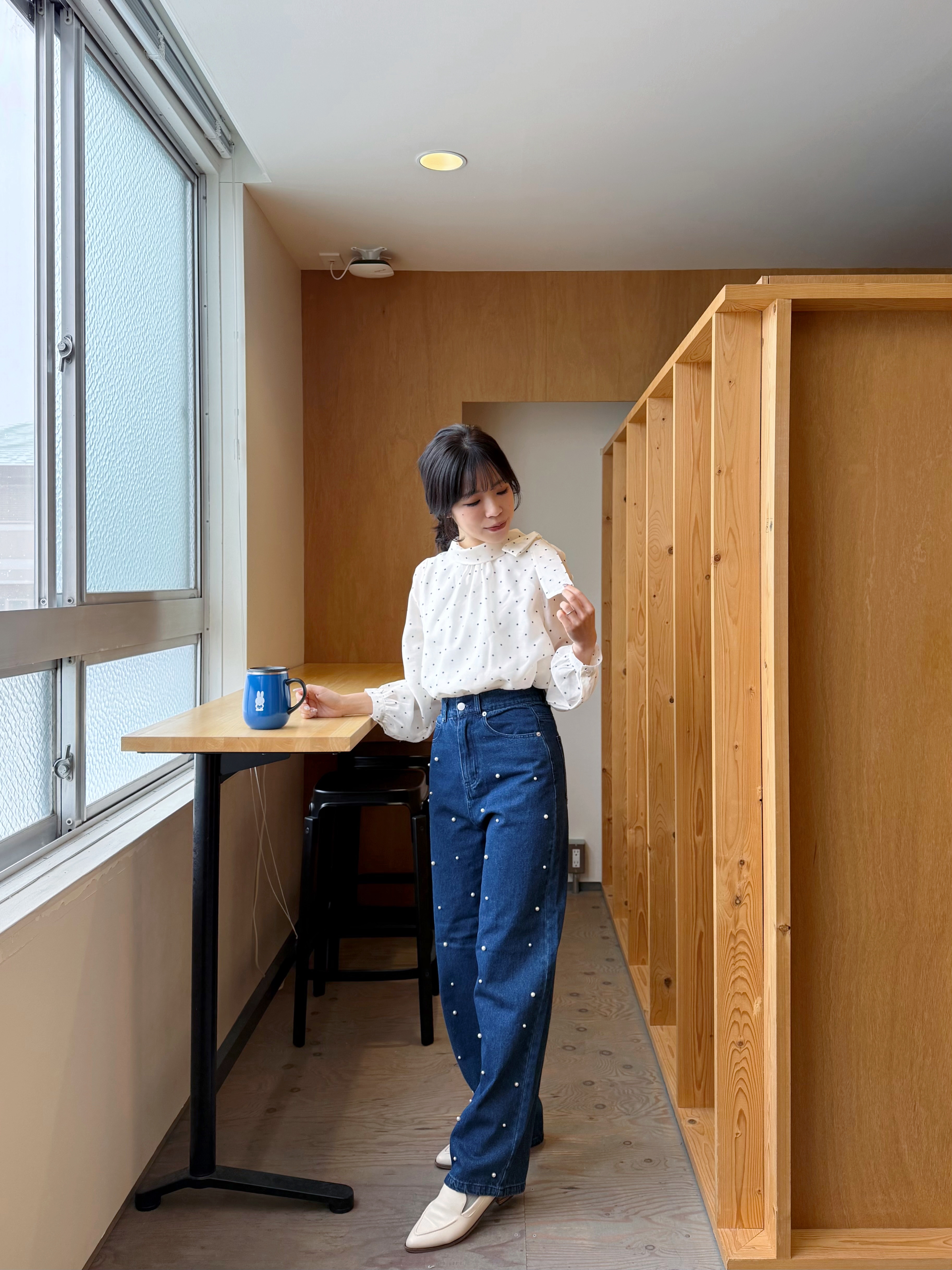 SpecialPrice•2色•珍珠闊腳牛仔褲