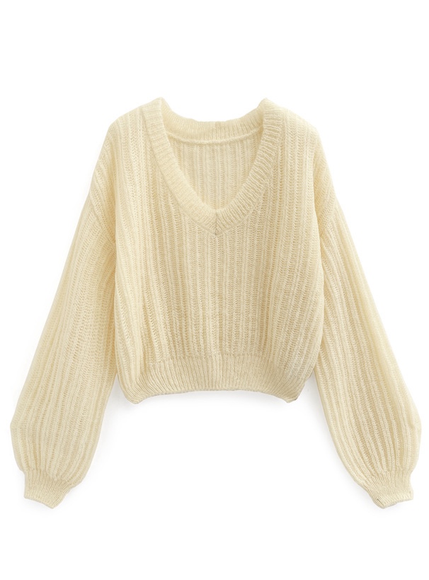 5色•V領鏤空糖果色上衣