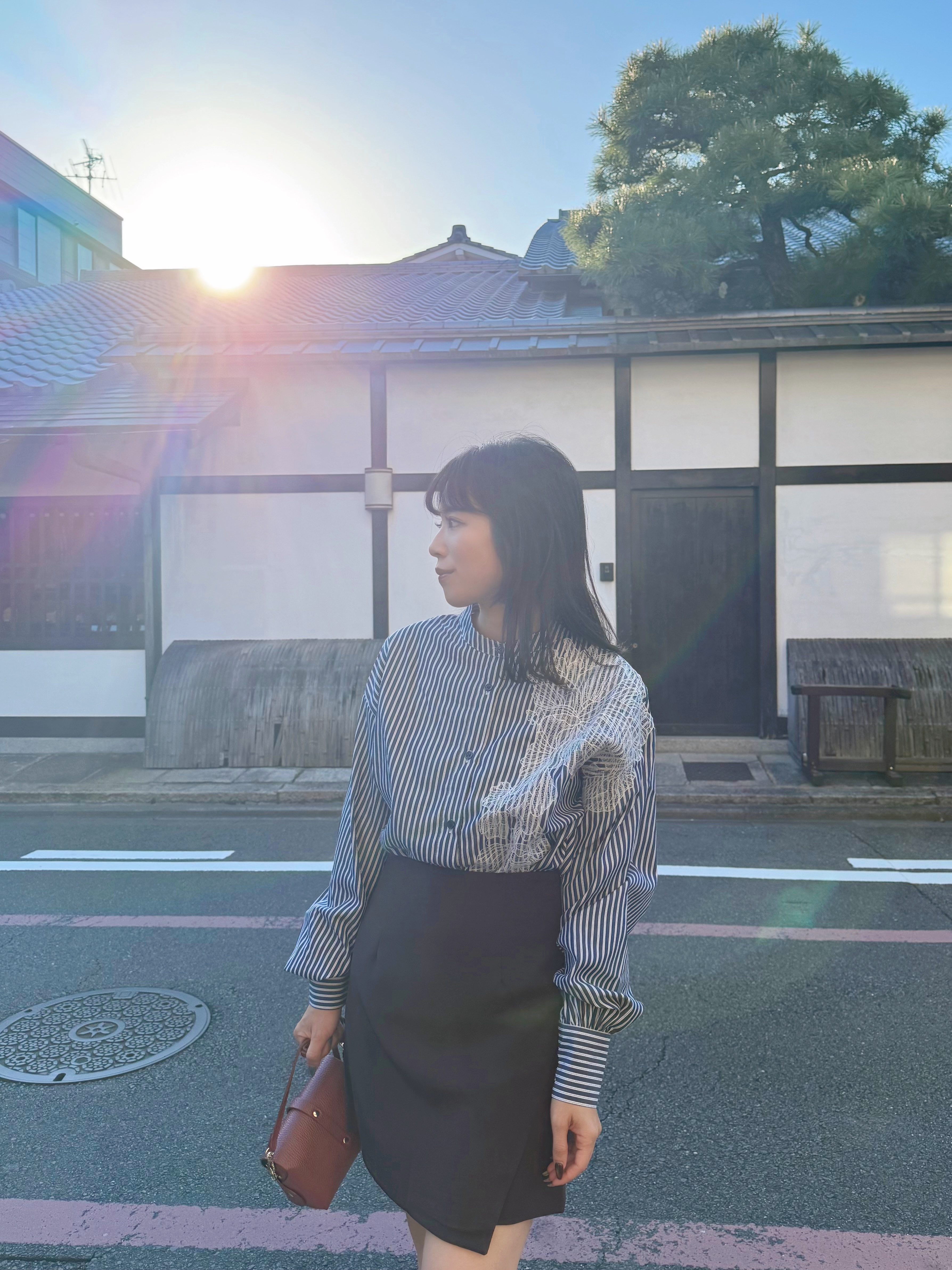 蕾絲車花圓領雪紡恤衫