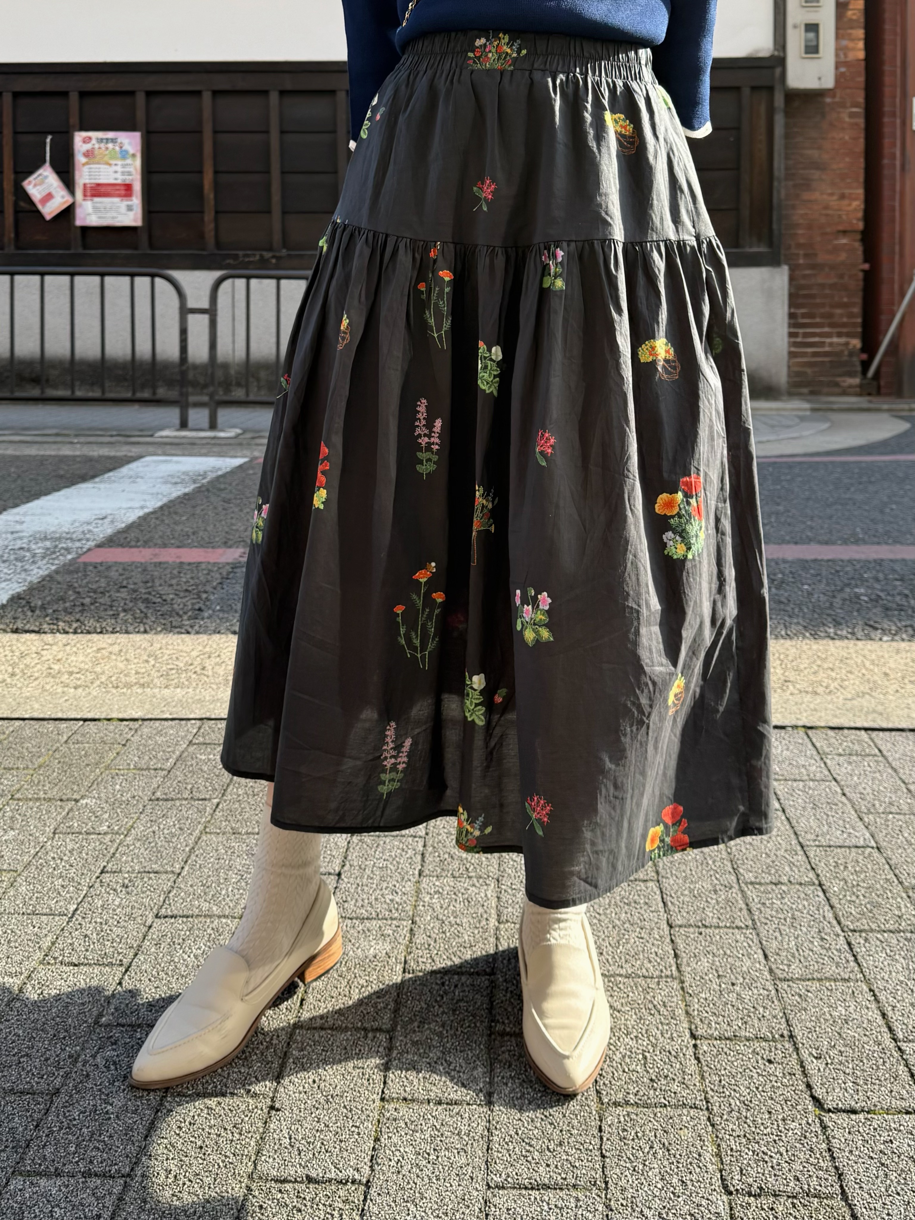 花束圖案A line半身裙