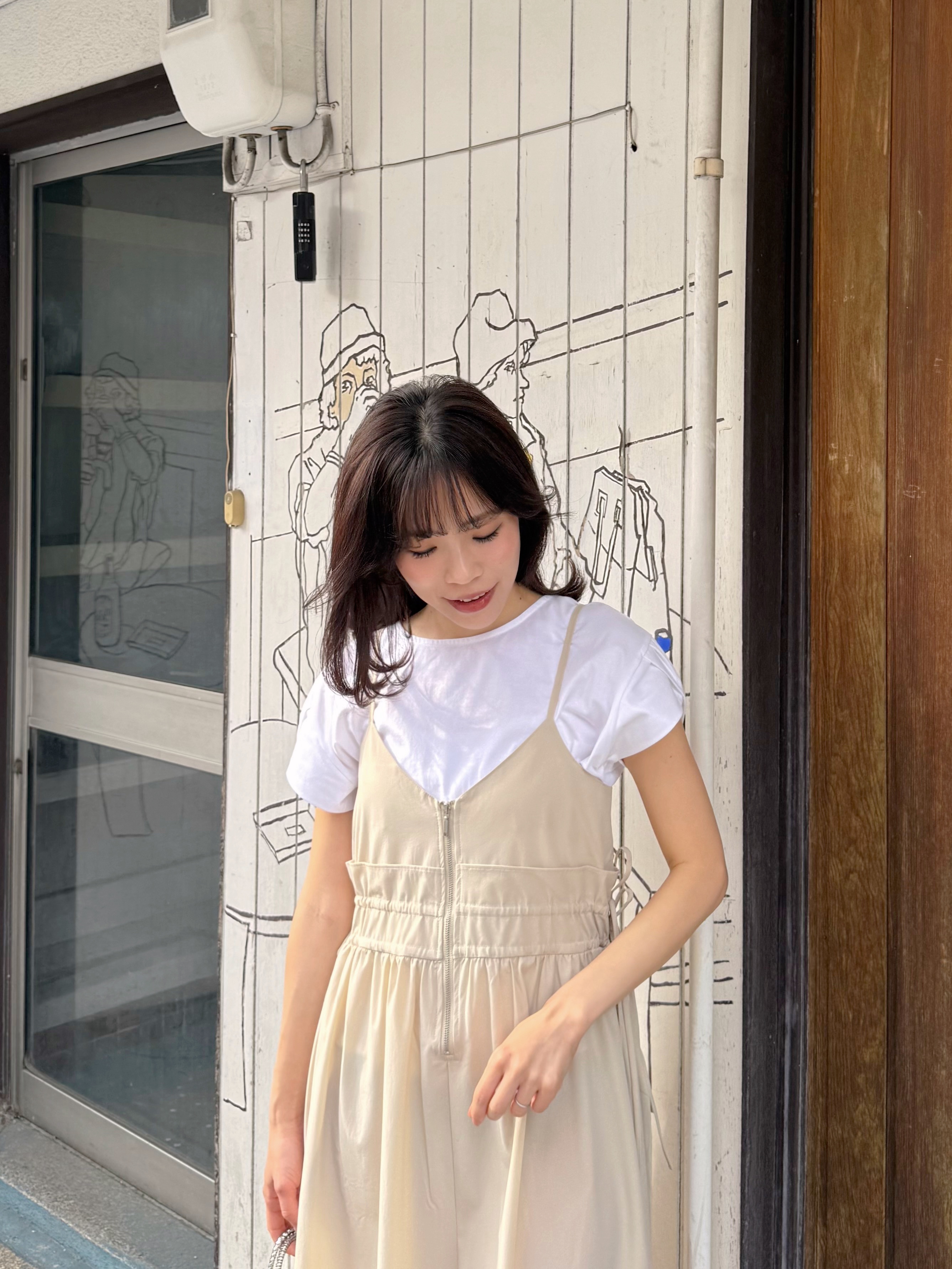 吊帶修腰A line雪紡連身裙