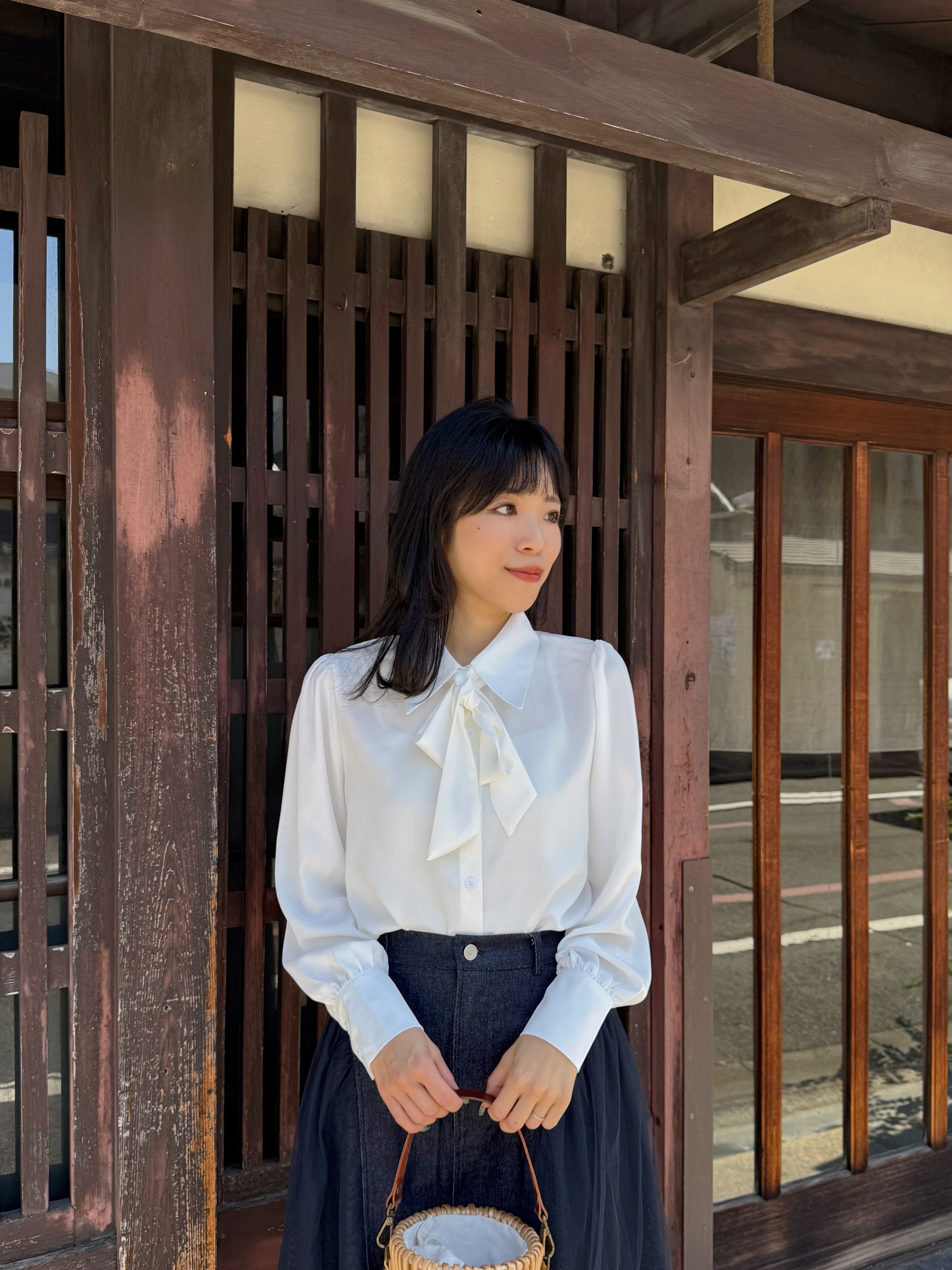 5色•基礎款蝴蝶結雪紡恤衫