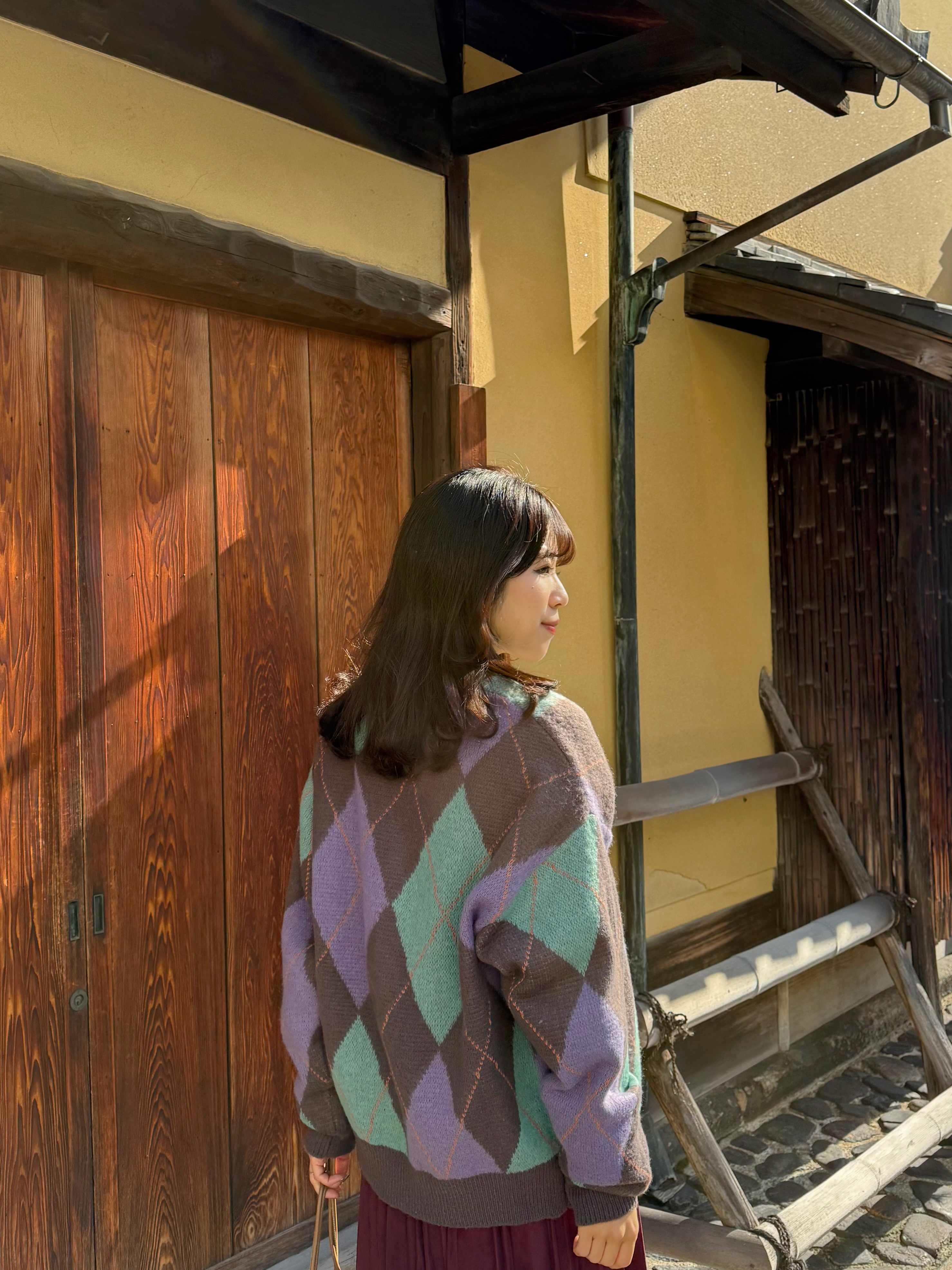 2色•拼色菱格紋Polo冷外套