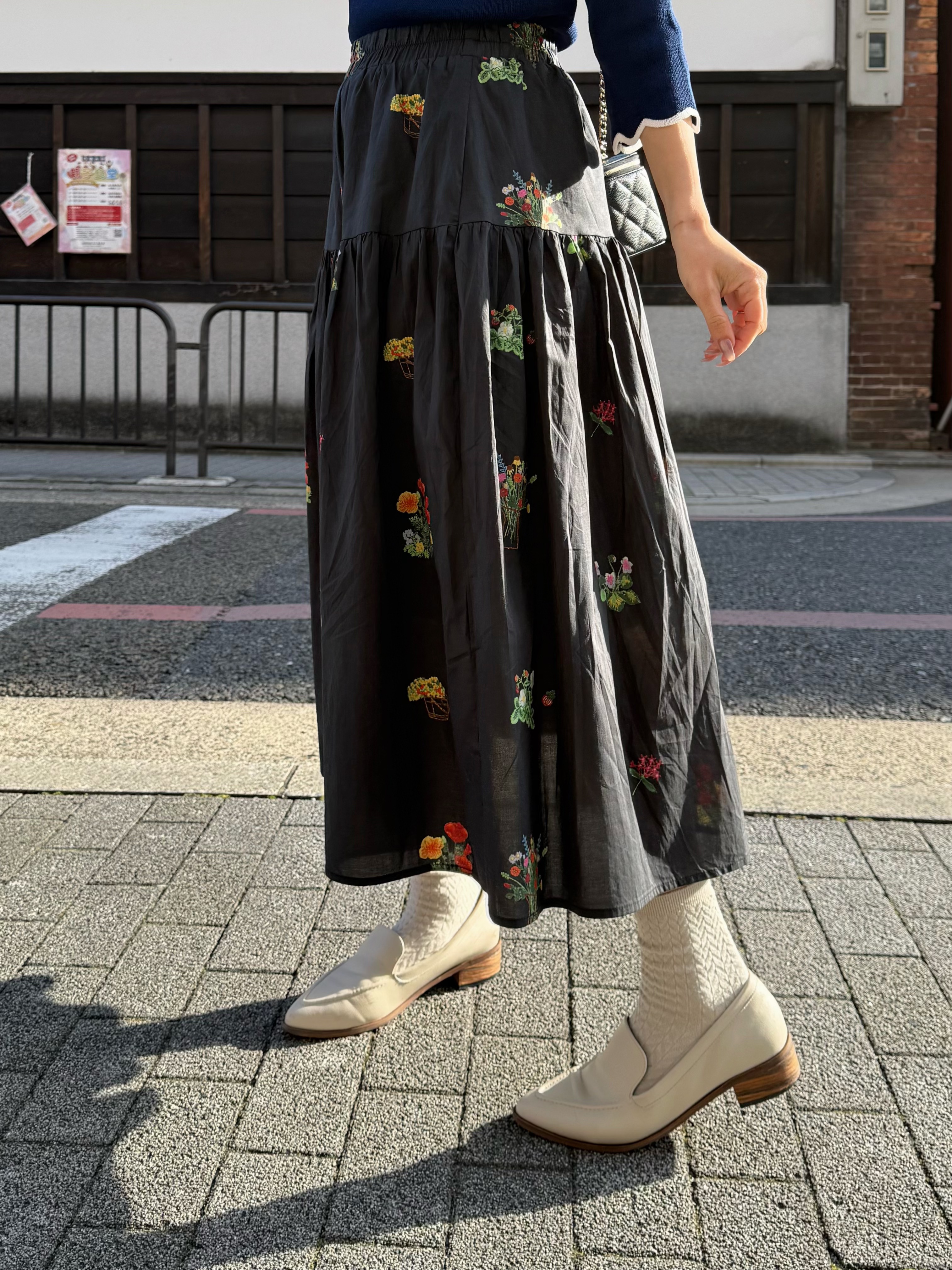 花束圖案A line半身裙