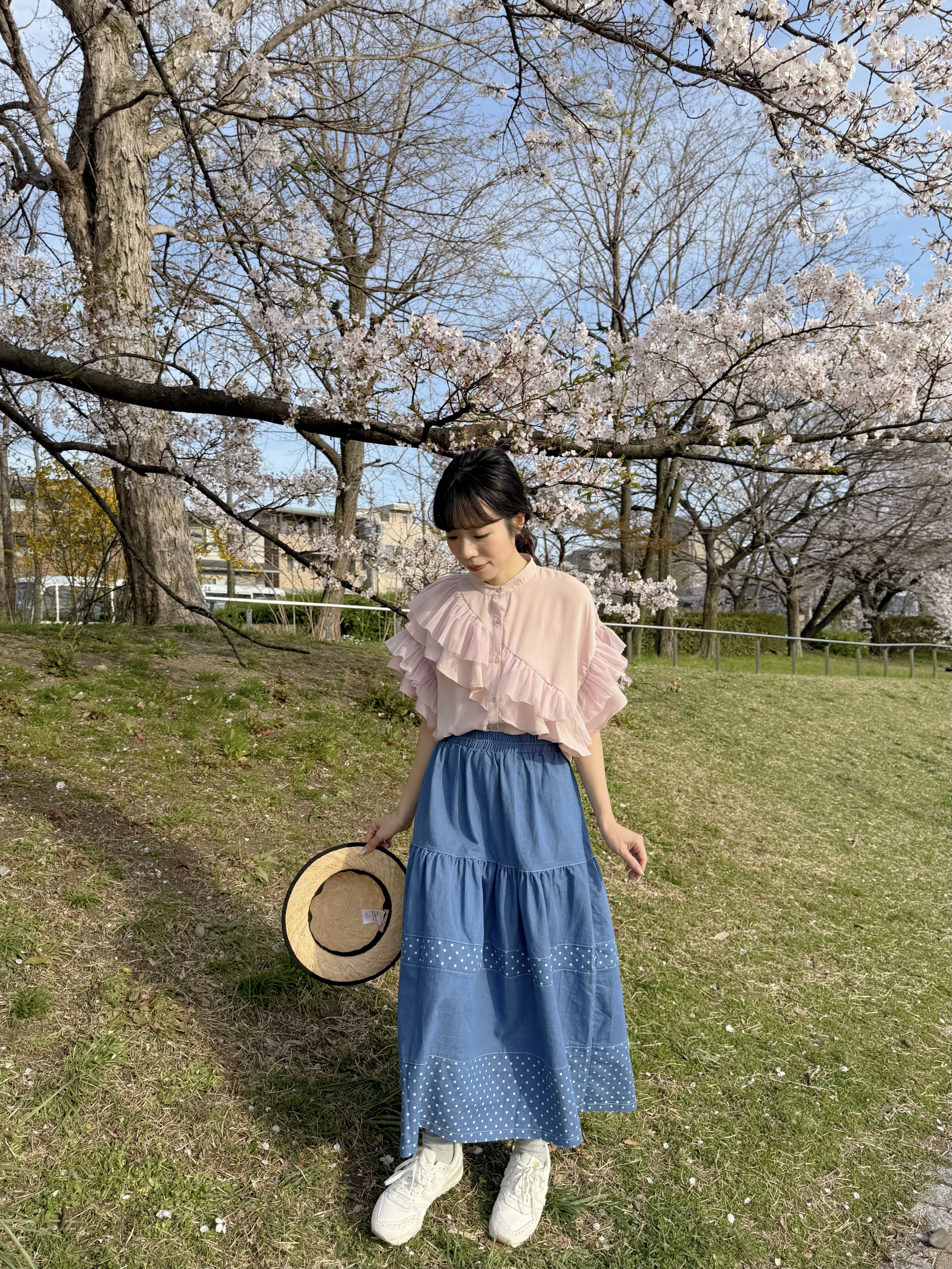 牛仔波點半身裙