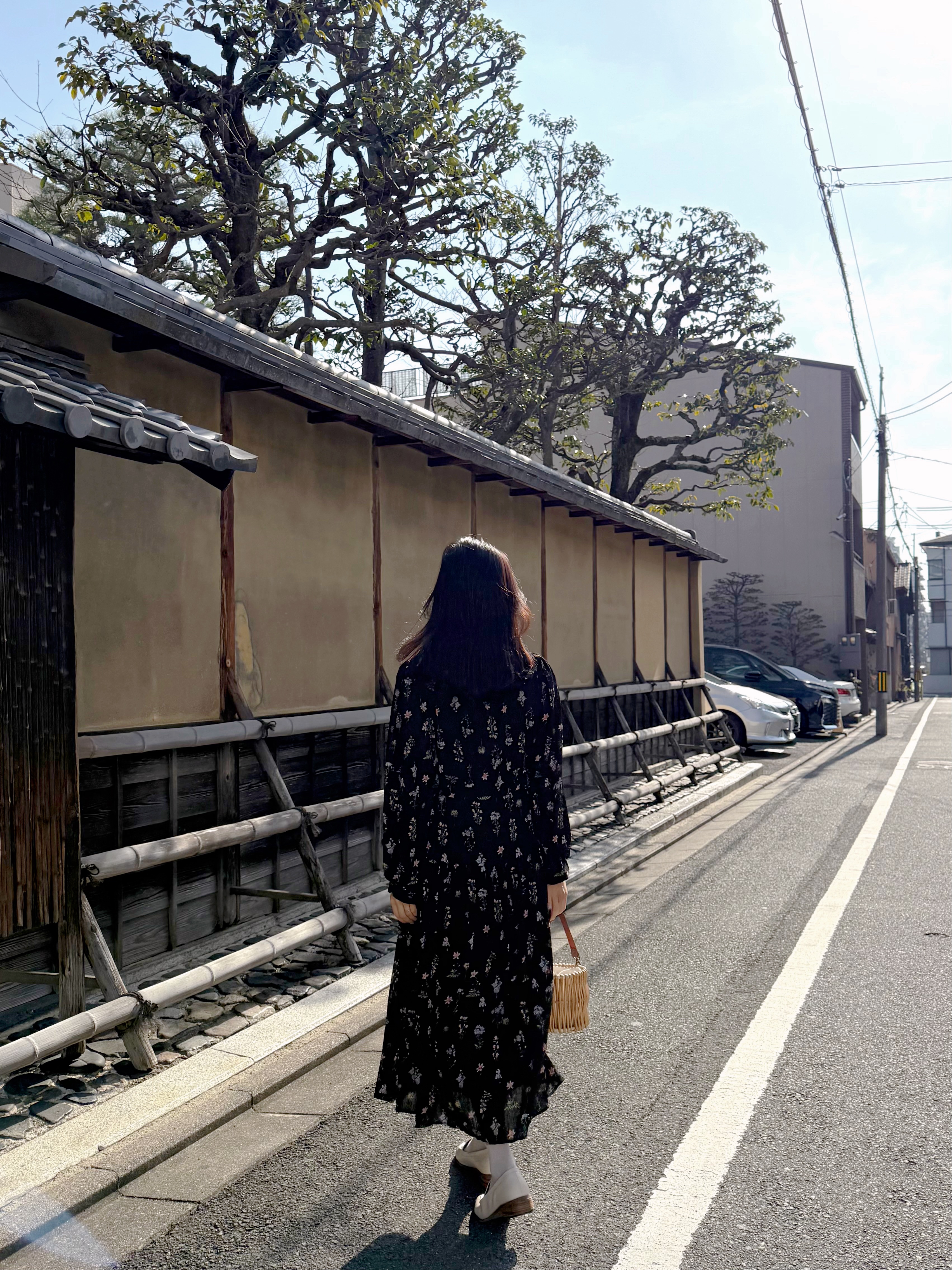 印花圖案索繩腰帶雪紡連身裙