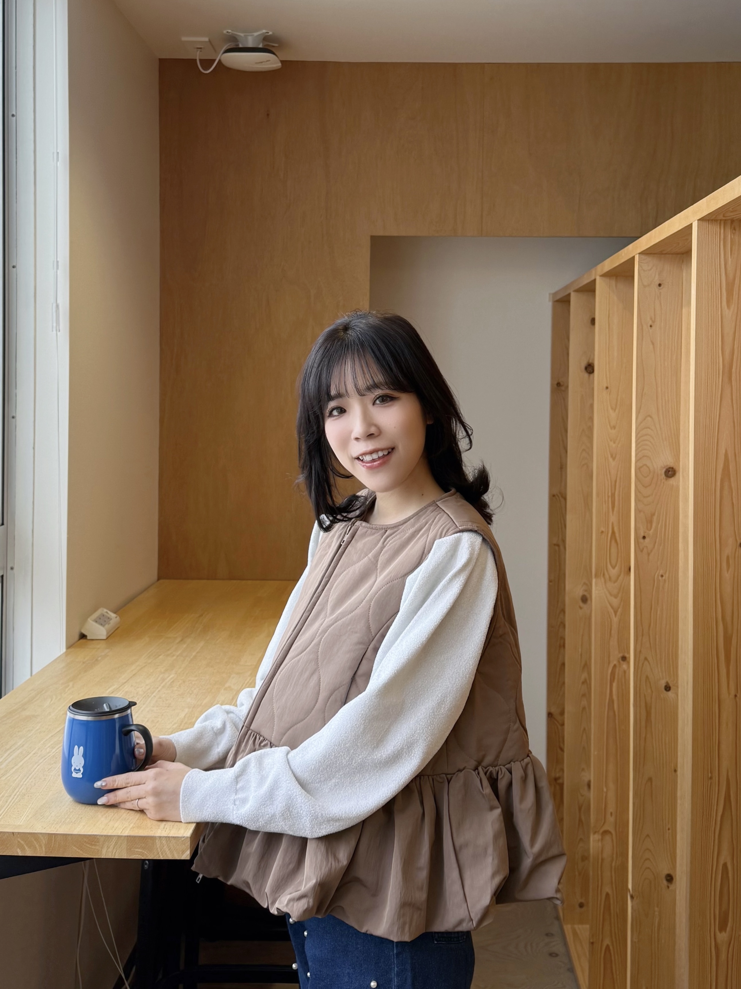 SpecialPrice•3色•波浪紋夾綿傘擺背心外套