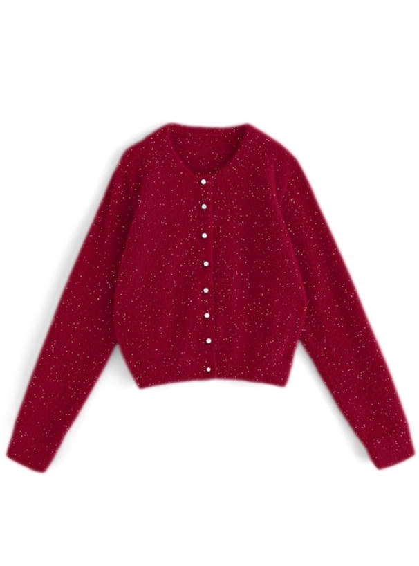 微閃薄款毛毛針織外套