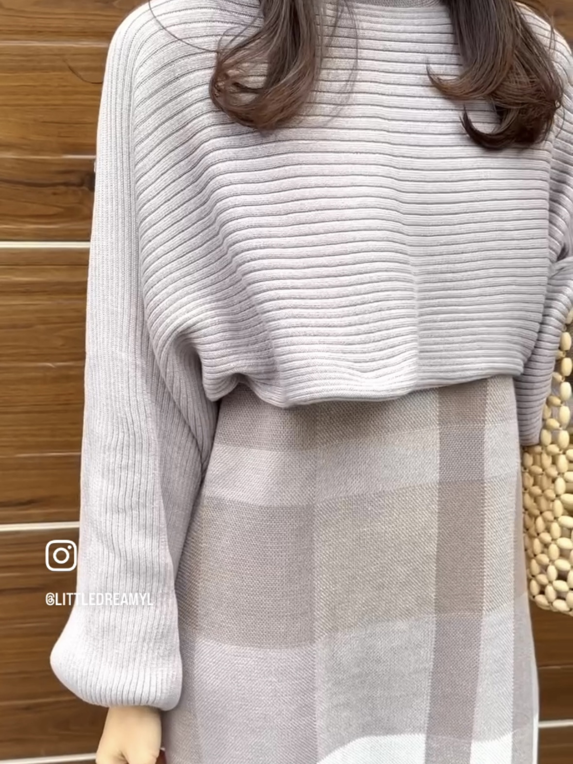 復古大格紋連身裙Set