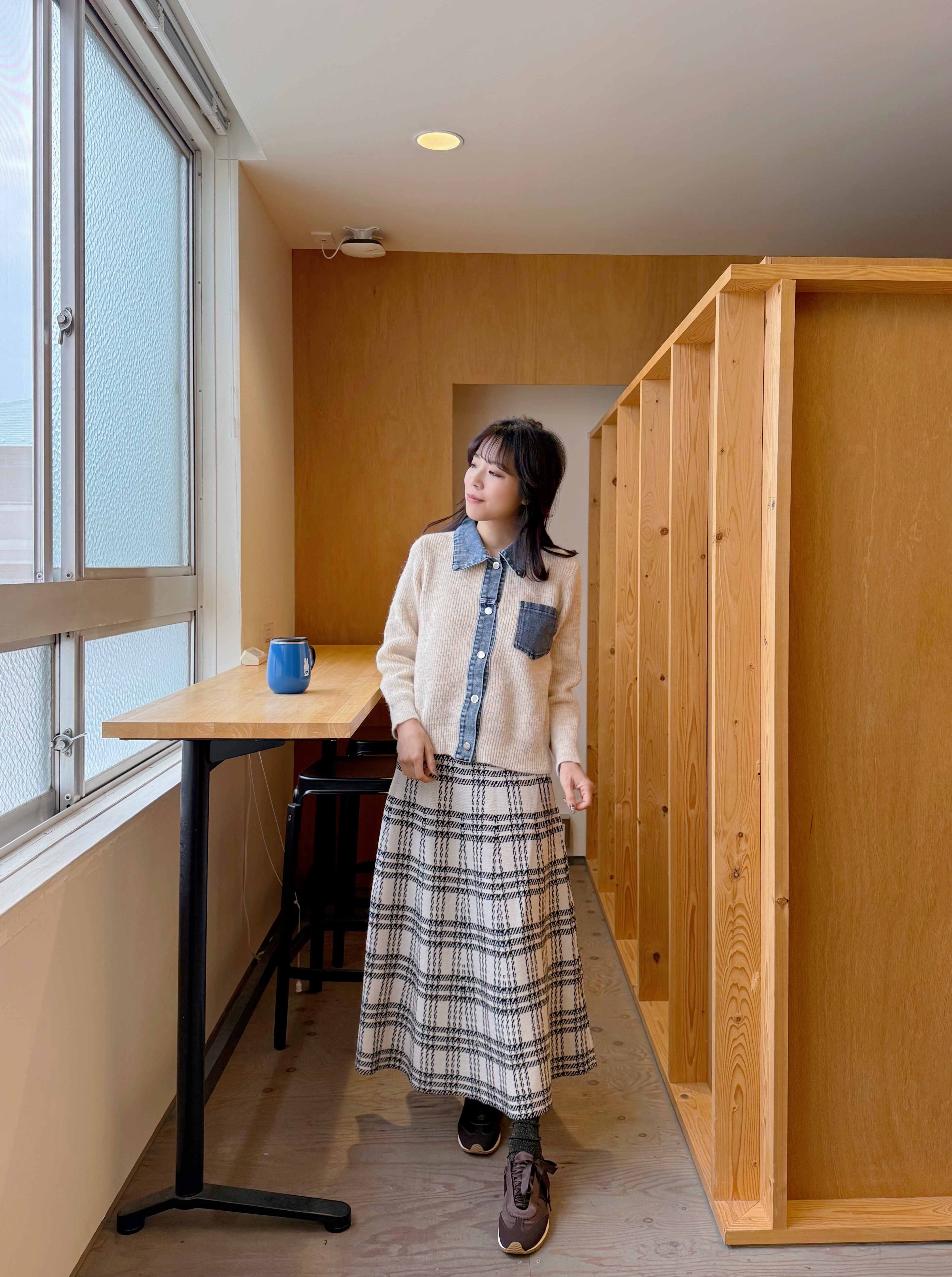 5色•拼牛仔冷衫外套