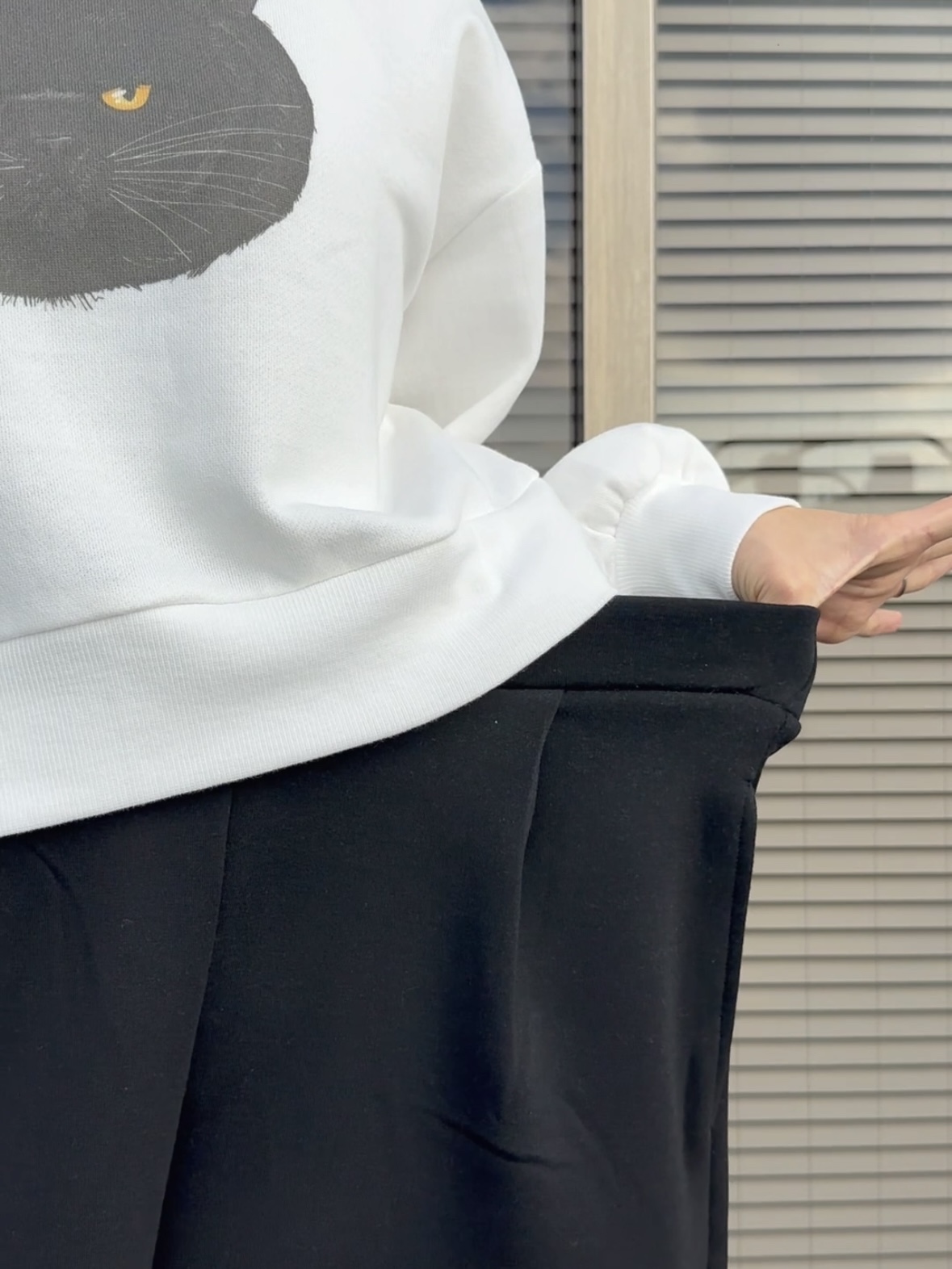 簡約秋冬淨色闊腳褲