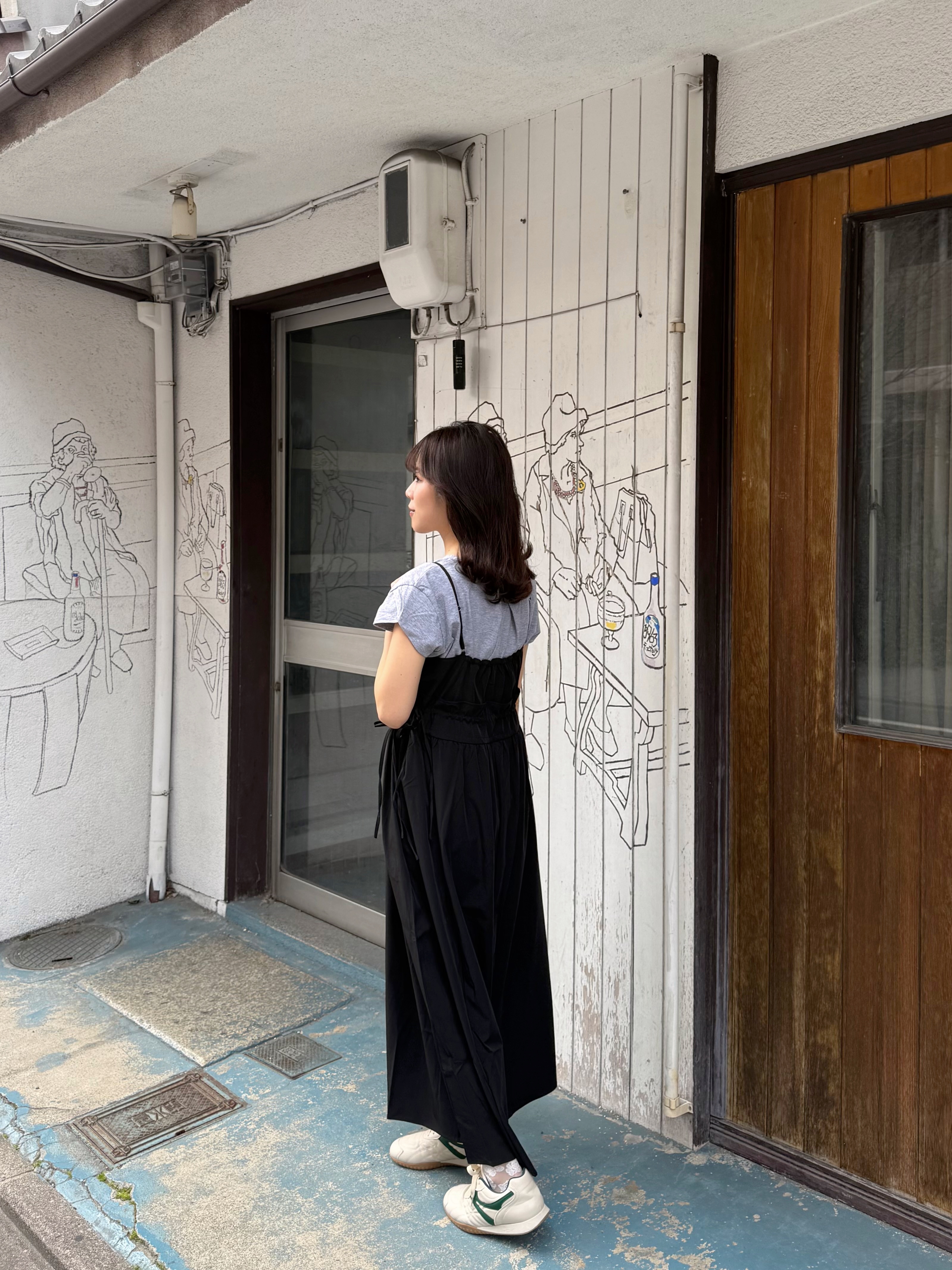 吊帶修腰A line雪紡連身裙