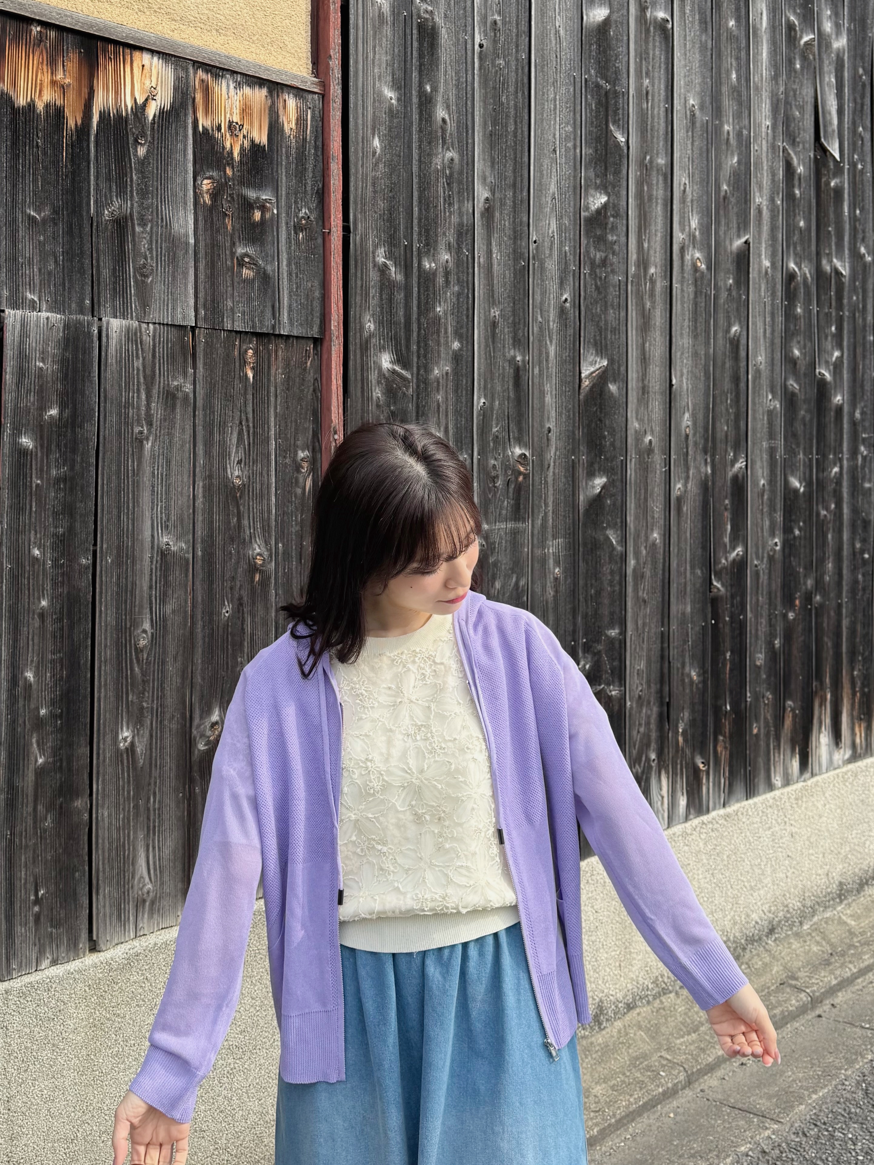 連帽薄款拉鍊針織外套