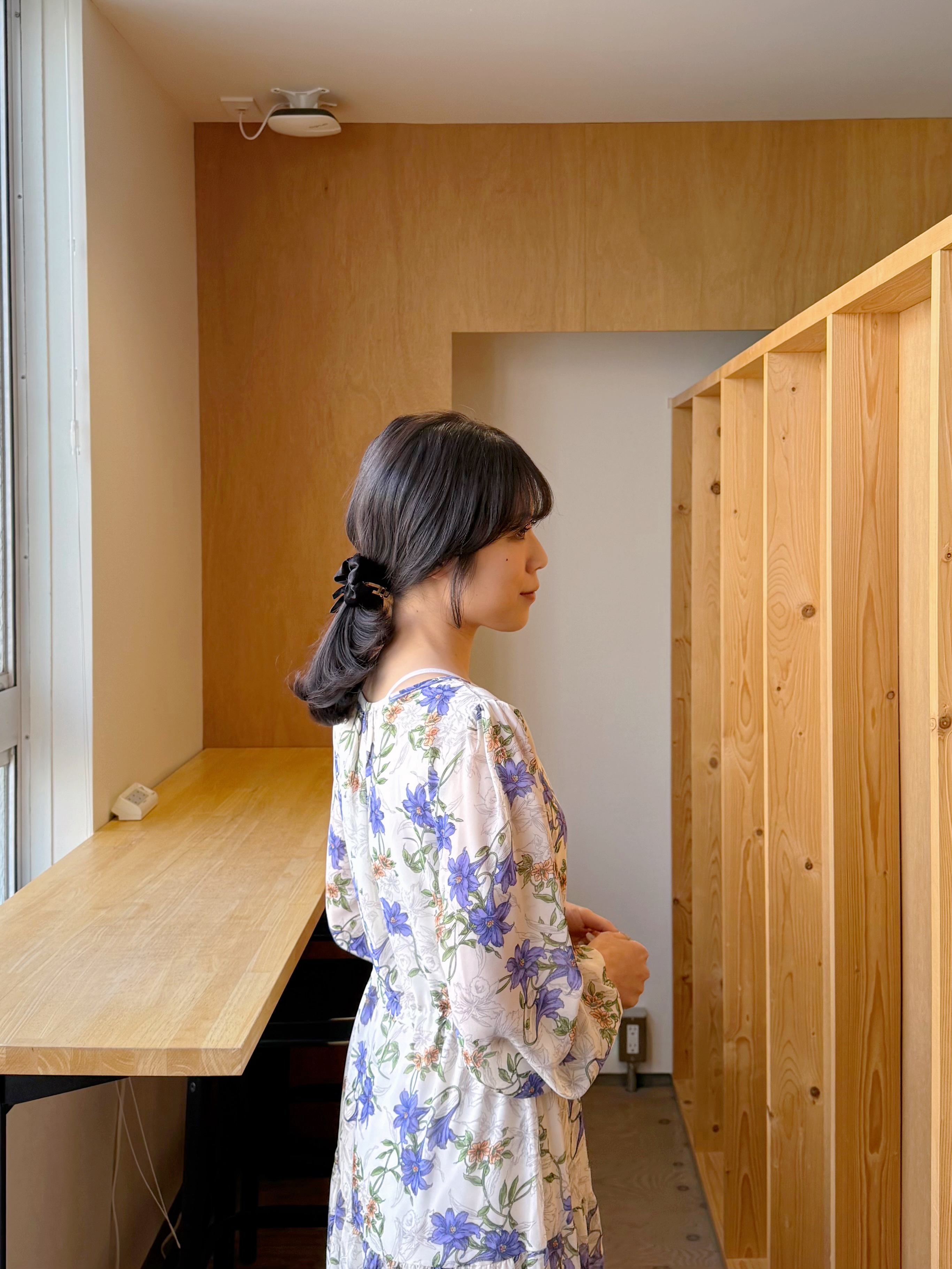 薰衣草紫色花雪紡連身裙