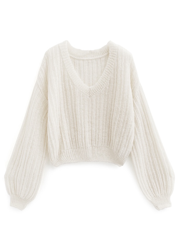 5色•V領鏤空糖果色上衣