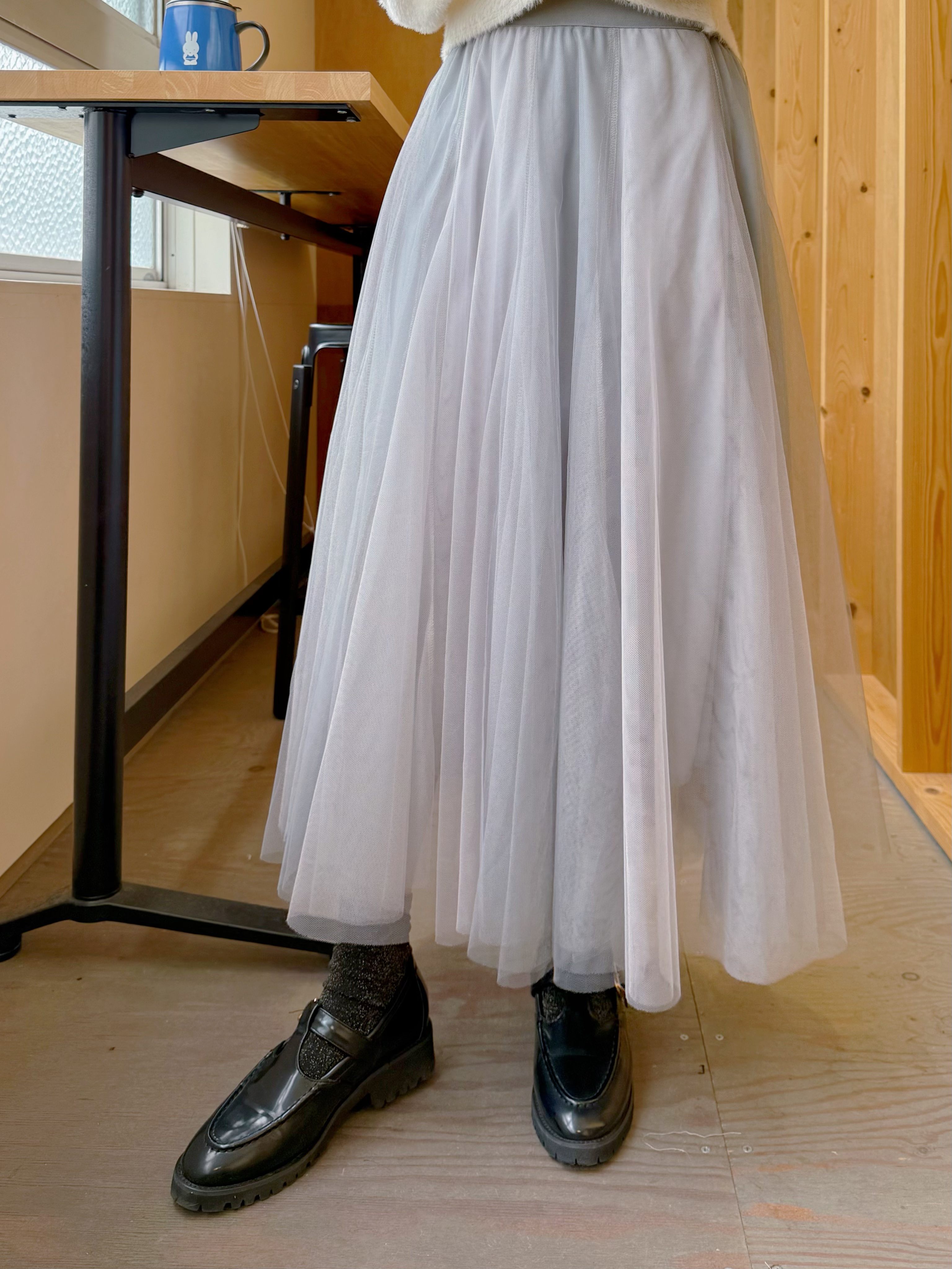 3色•深淺拼色紗紗A line半身裙