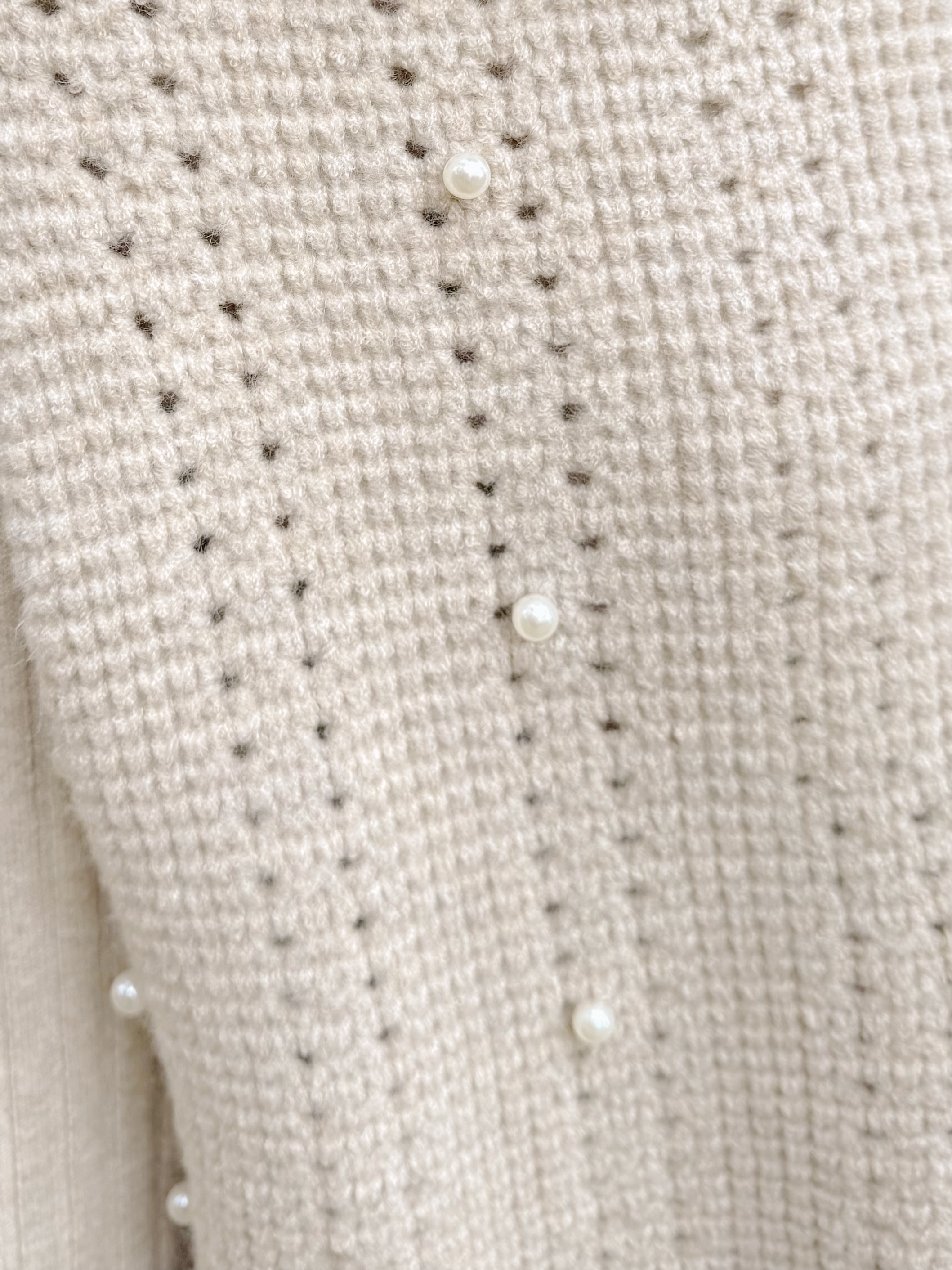 3色•珍珠斗篷針織及膝連身裙