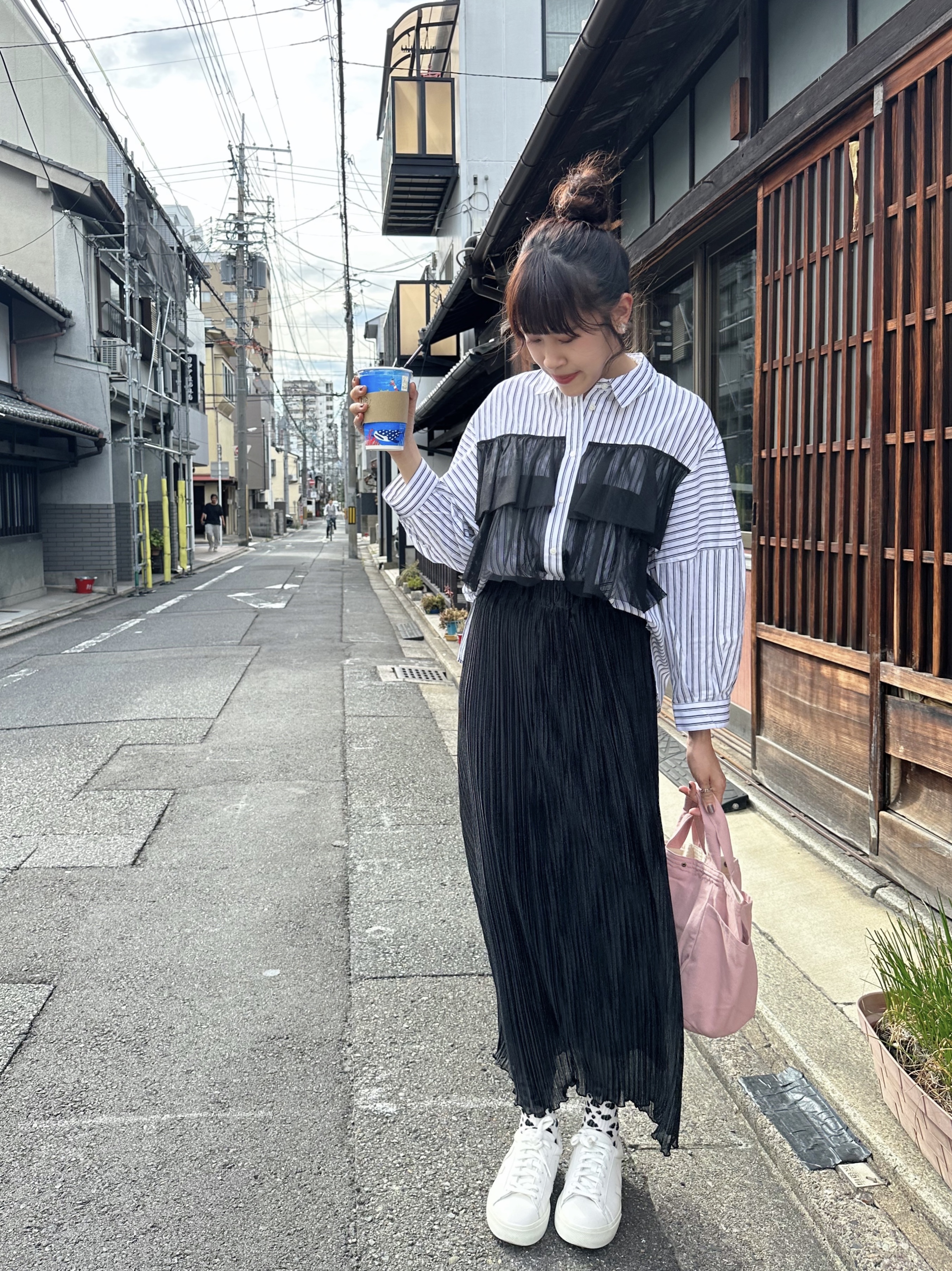 百摺薄雪紡淨色Pencil Skirt