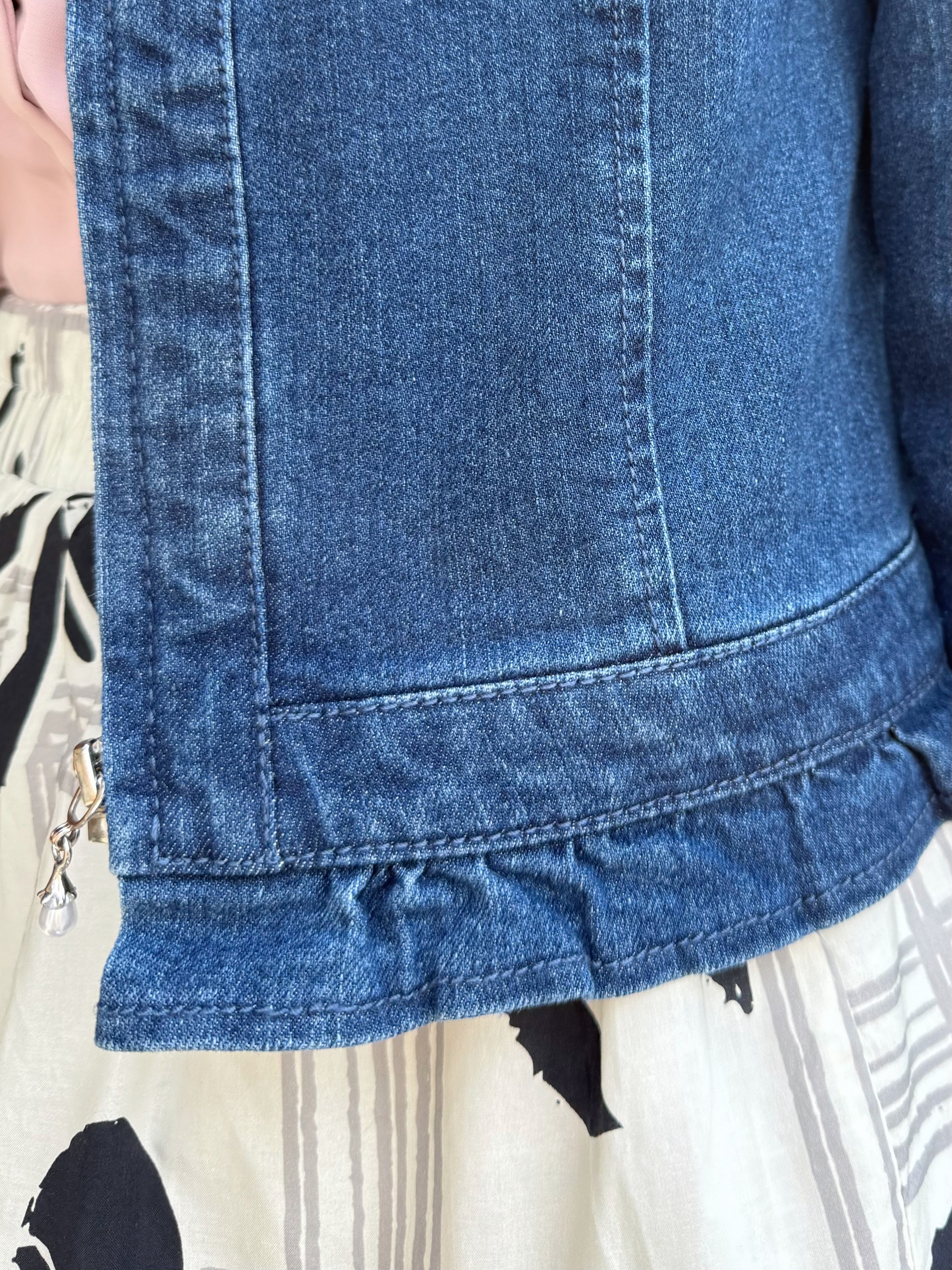 波浪壓摺拉鍊牛仔外套