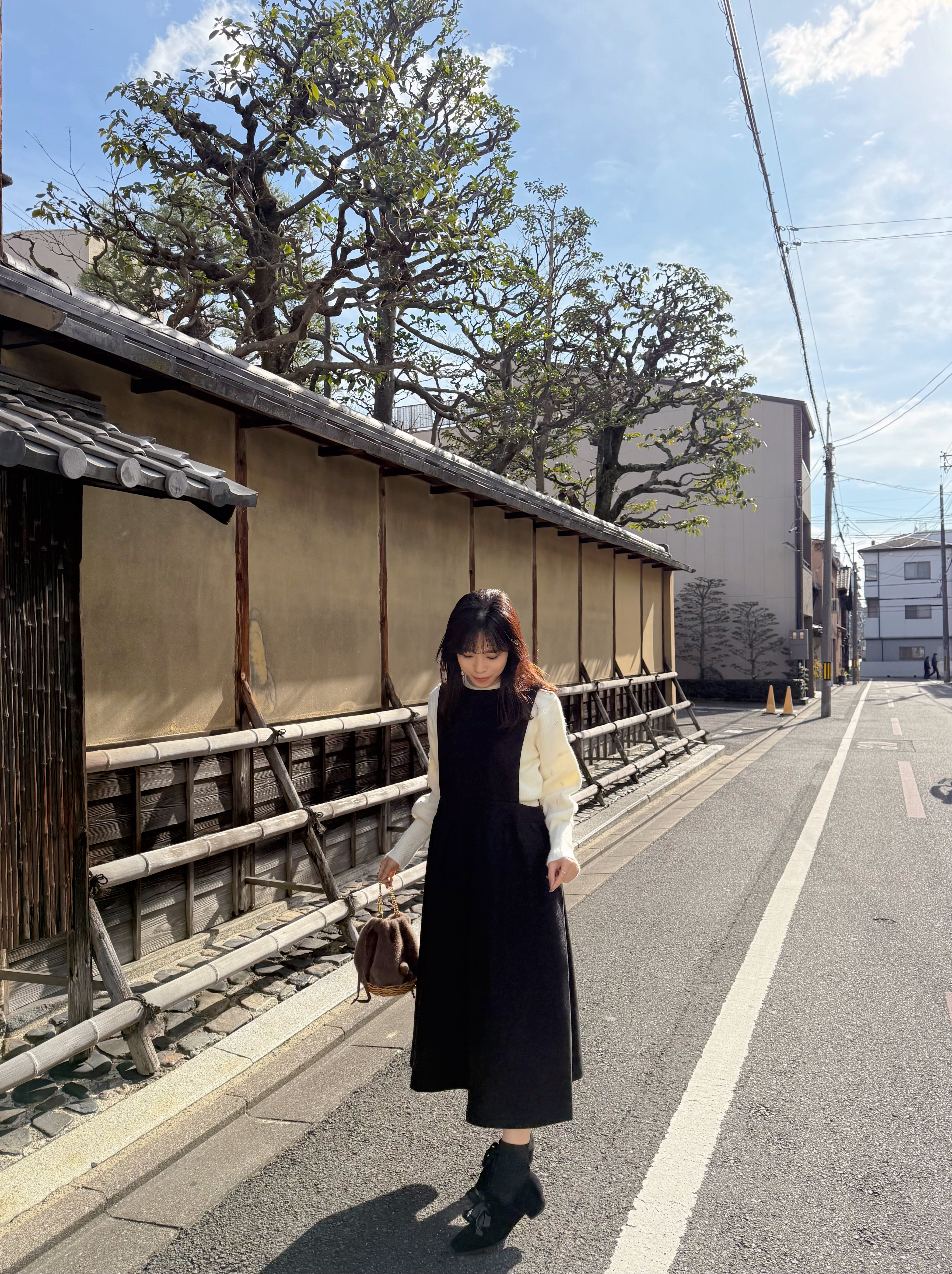 2色•2Way前後蝴蝶結薄絨連身裙