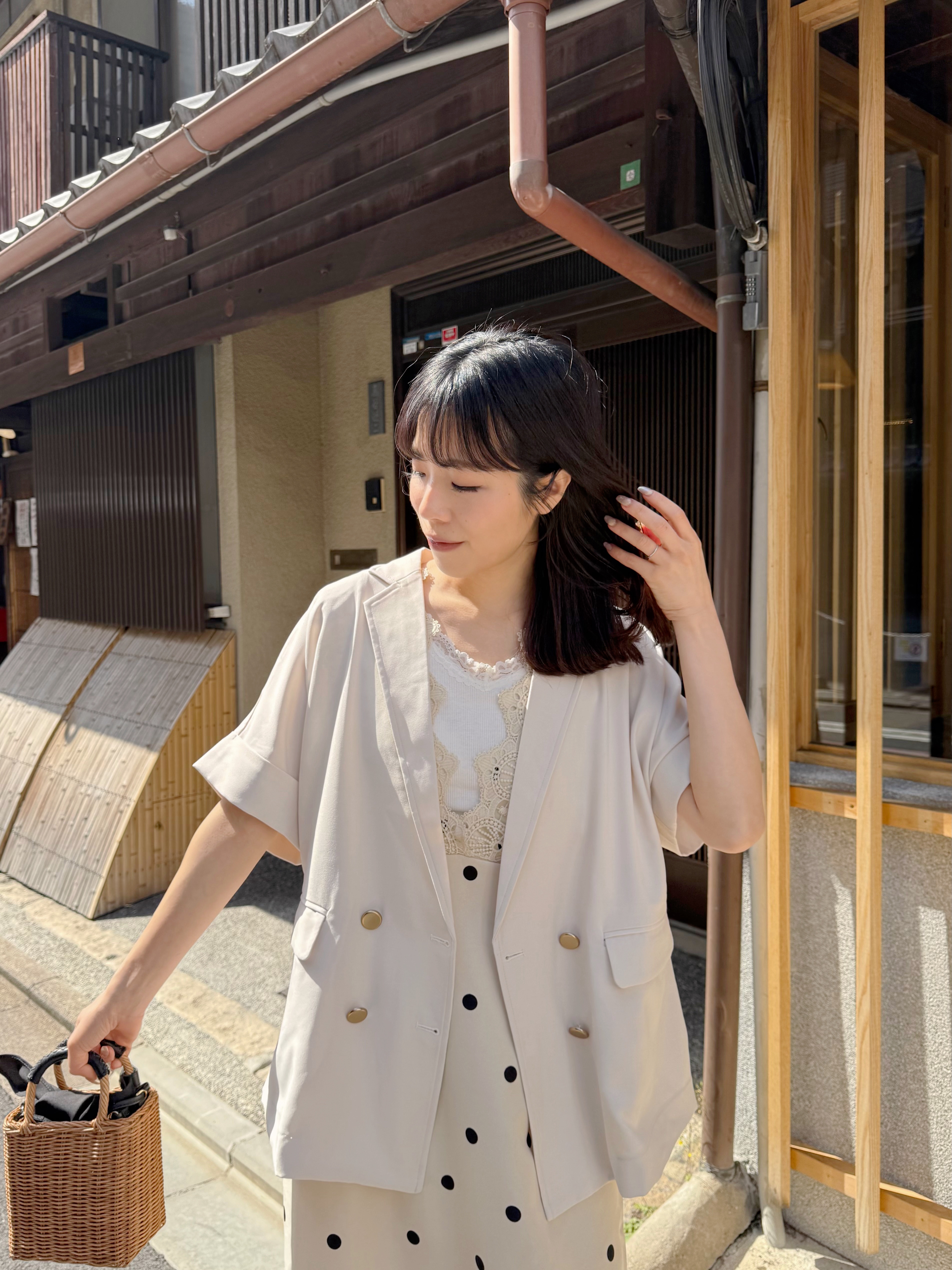 5分袖金扣西裝外套