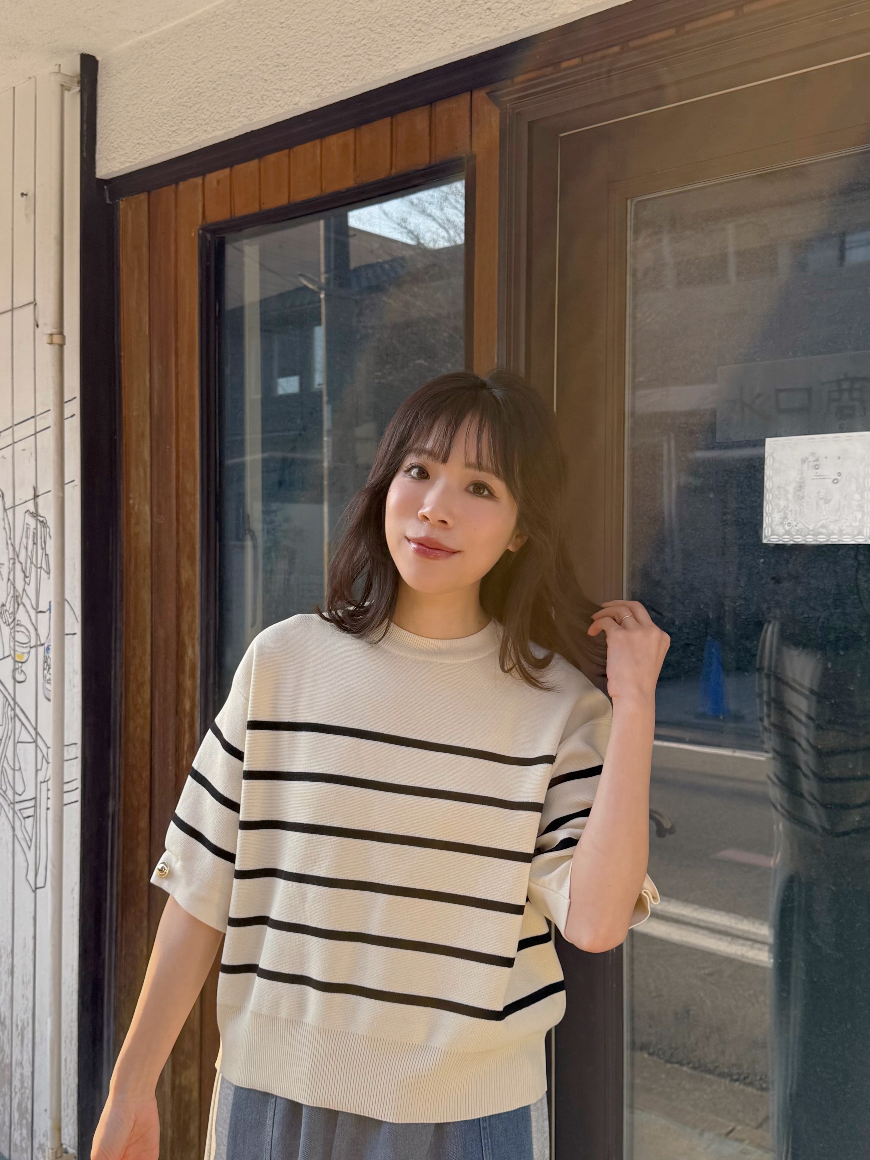 6色•S-LL碼•鈕扣泡泡袖薄款針織上衣