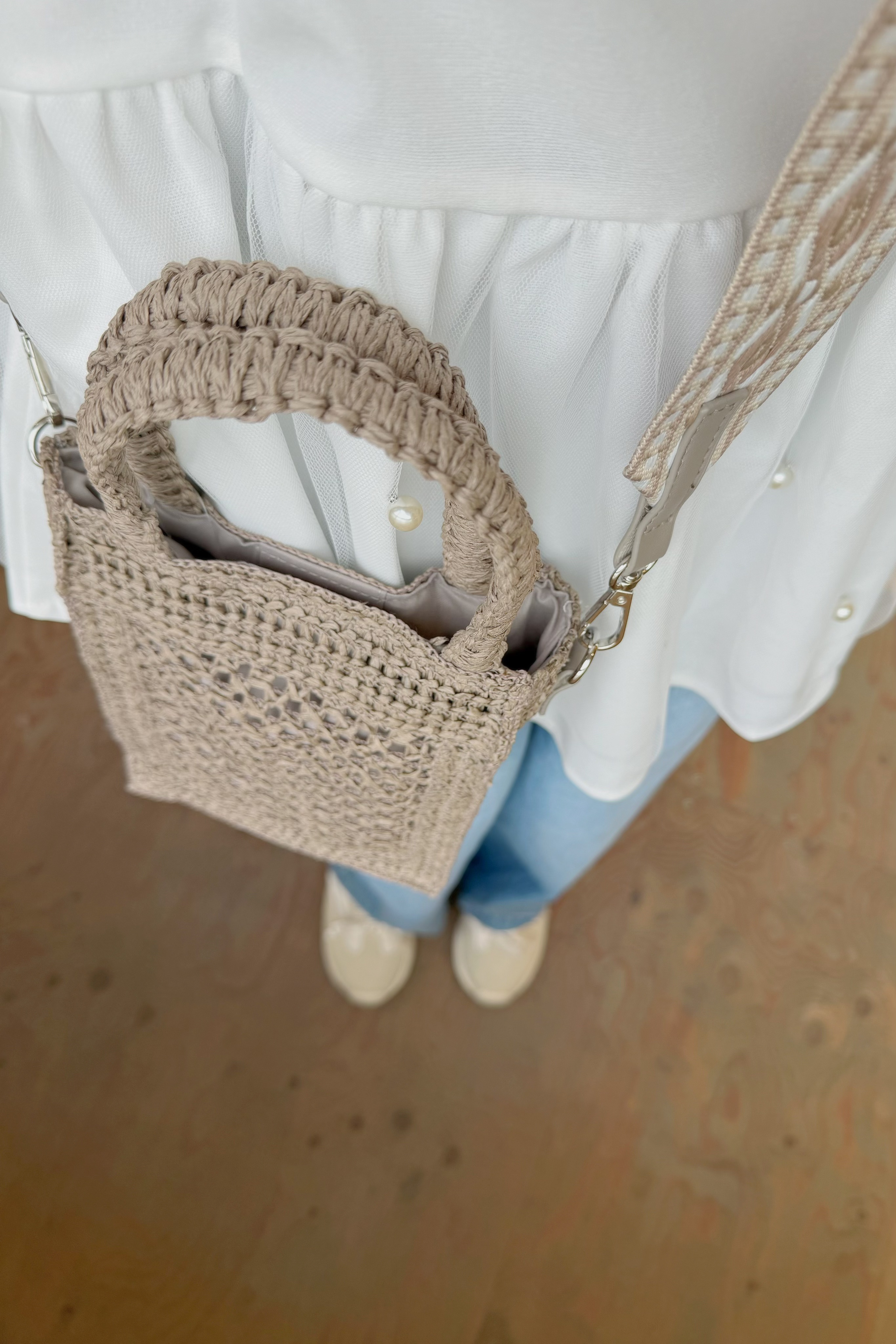 藤編刺繡斜帶小袋