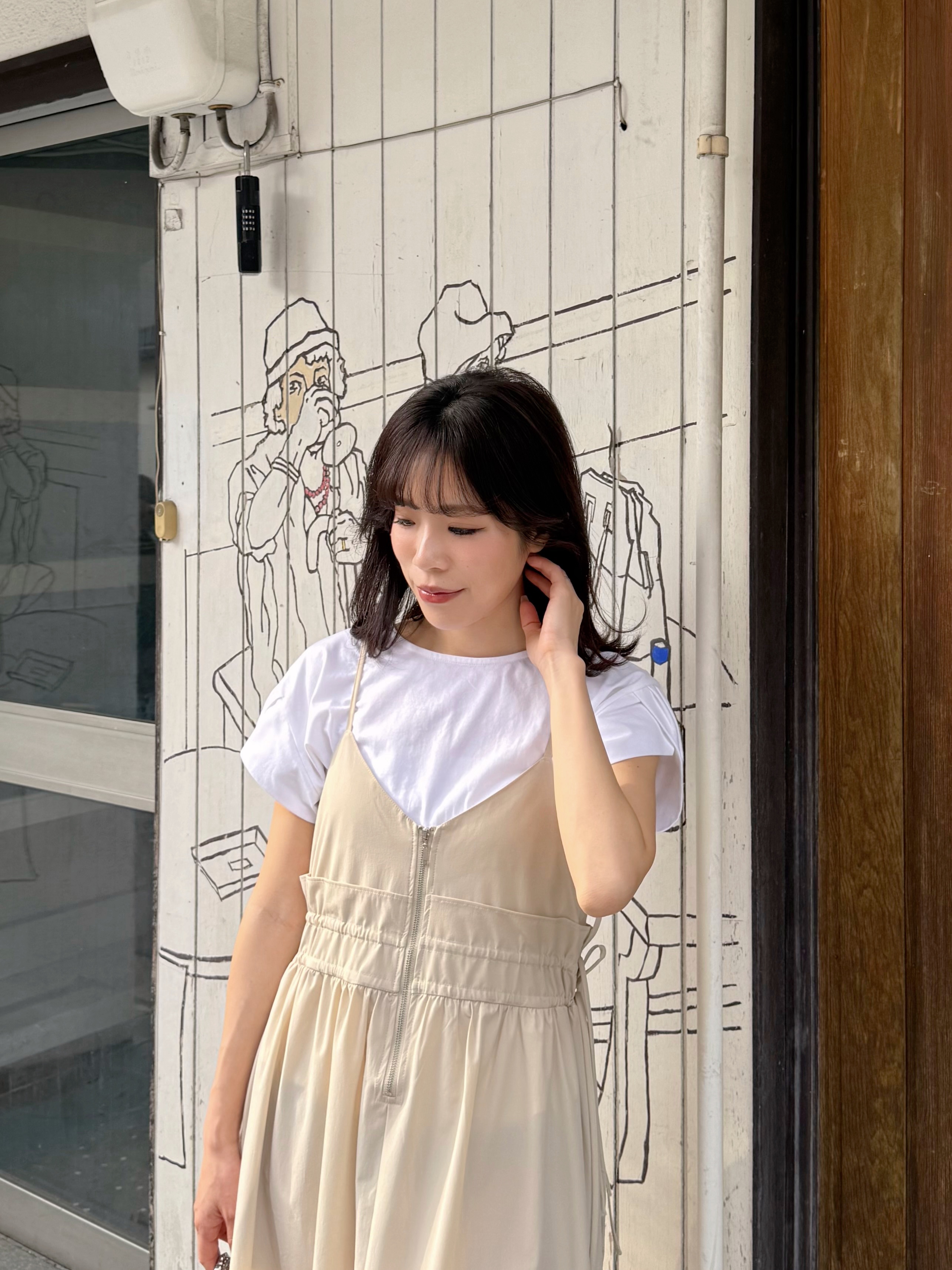 吊帶修腰A line雪紡連身裙