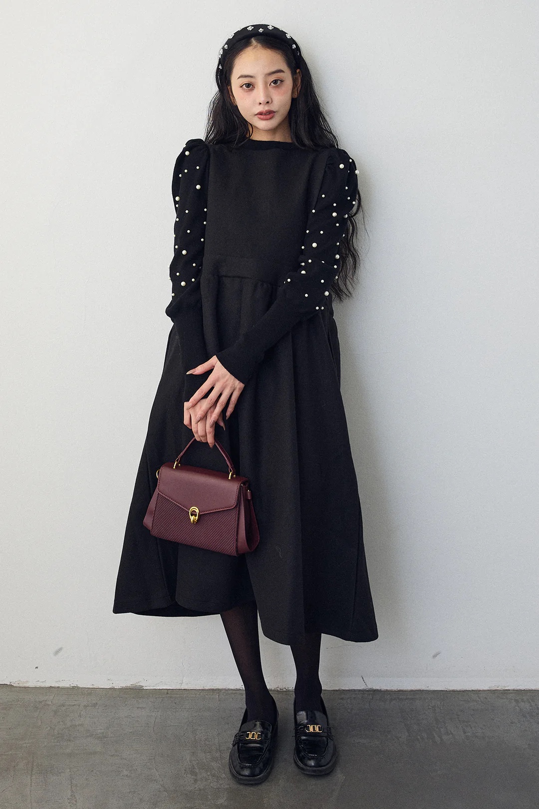 2Way前後蝴蝶結薄絨連身裙