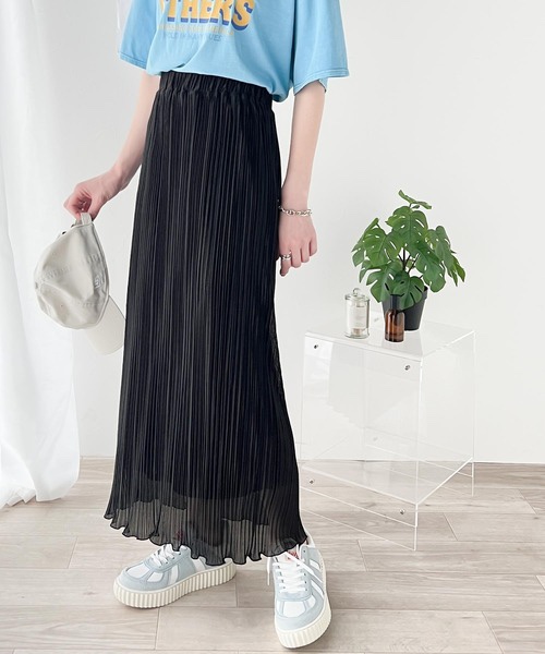 褶邊下襬圓光透明裙