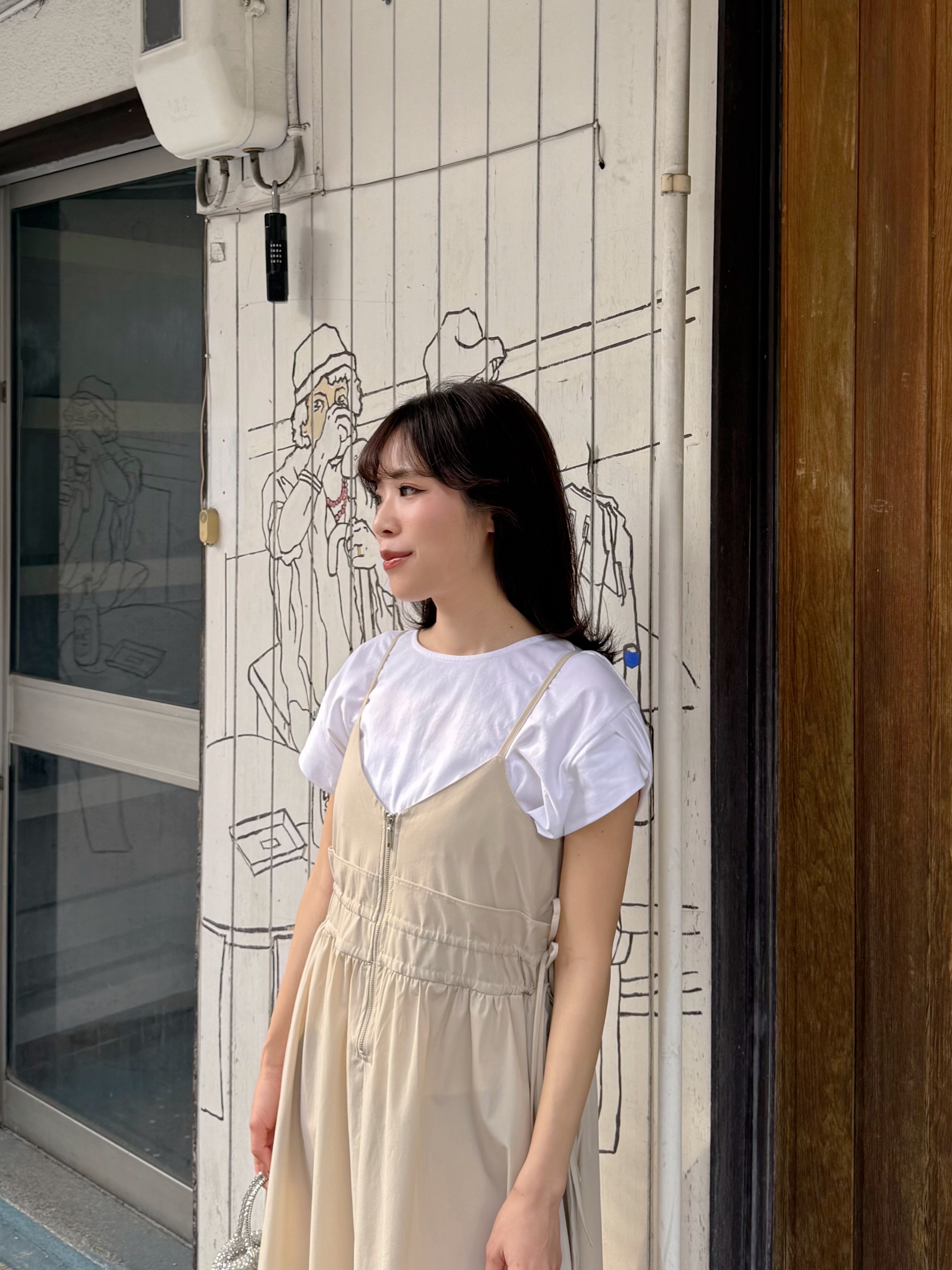 吊帶修腰A line雪紡連身裙