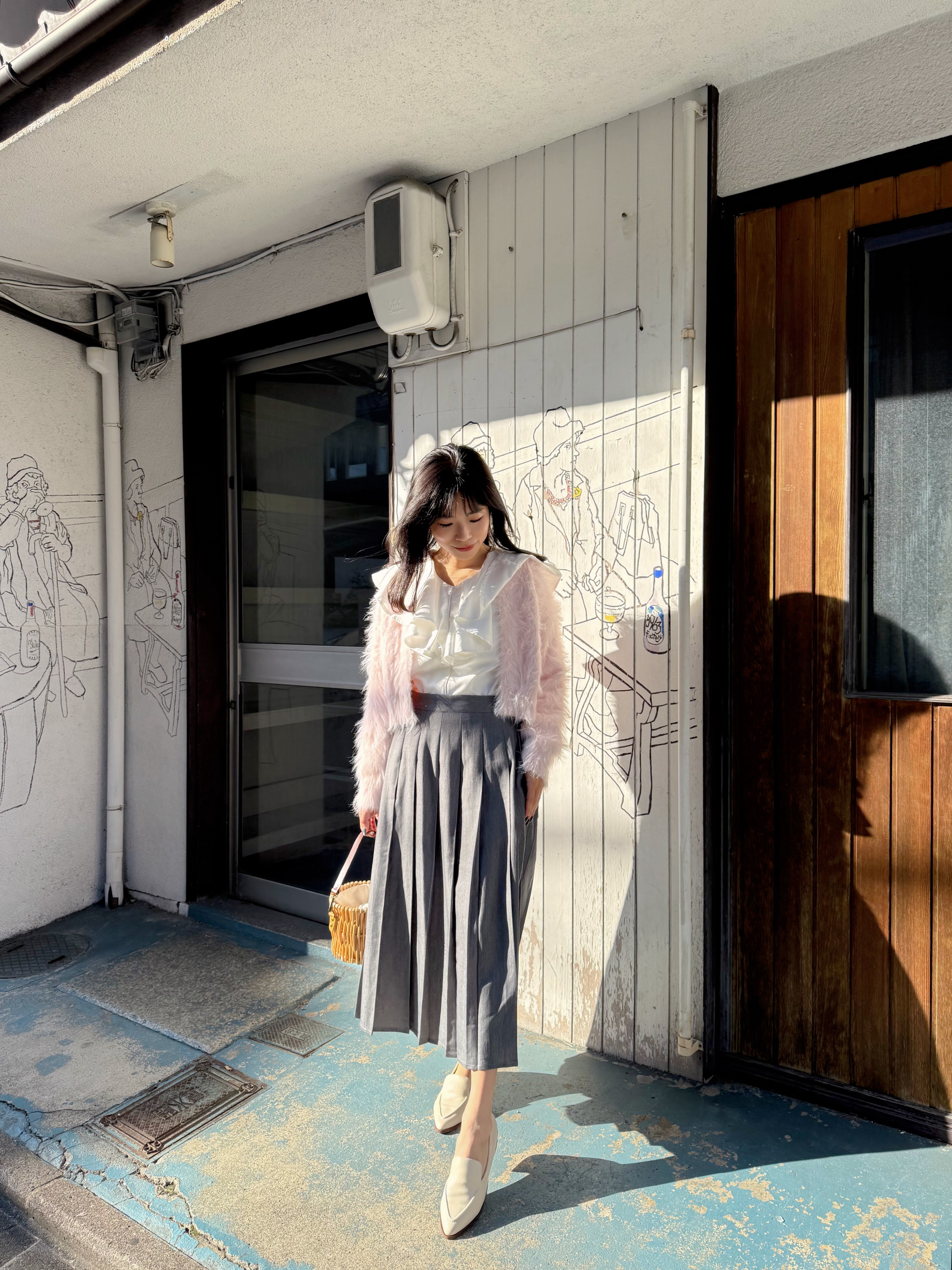 4色•毛毛淨色圓領外套