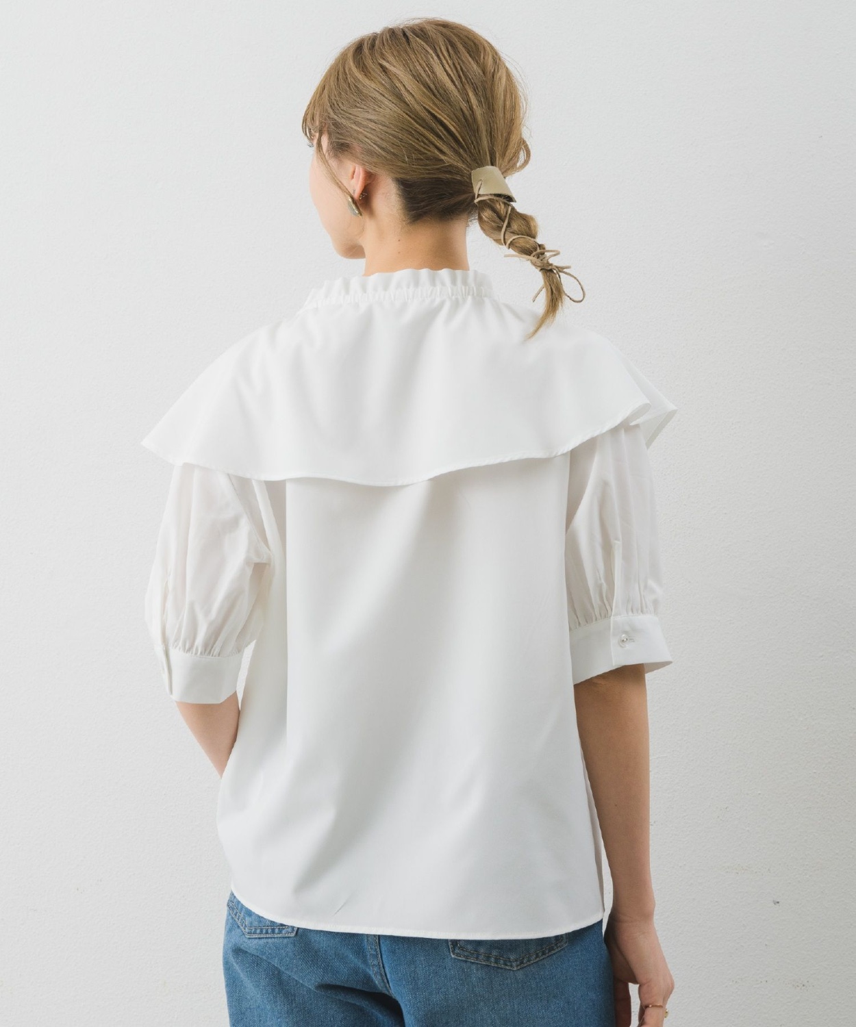 Sale•白色大領雪紡恤衫