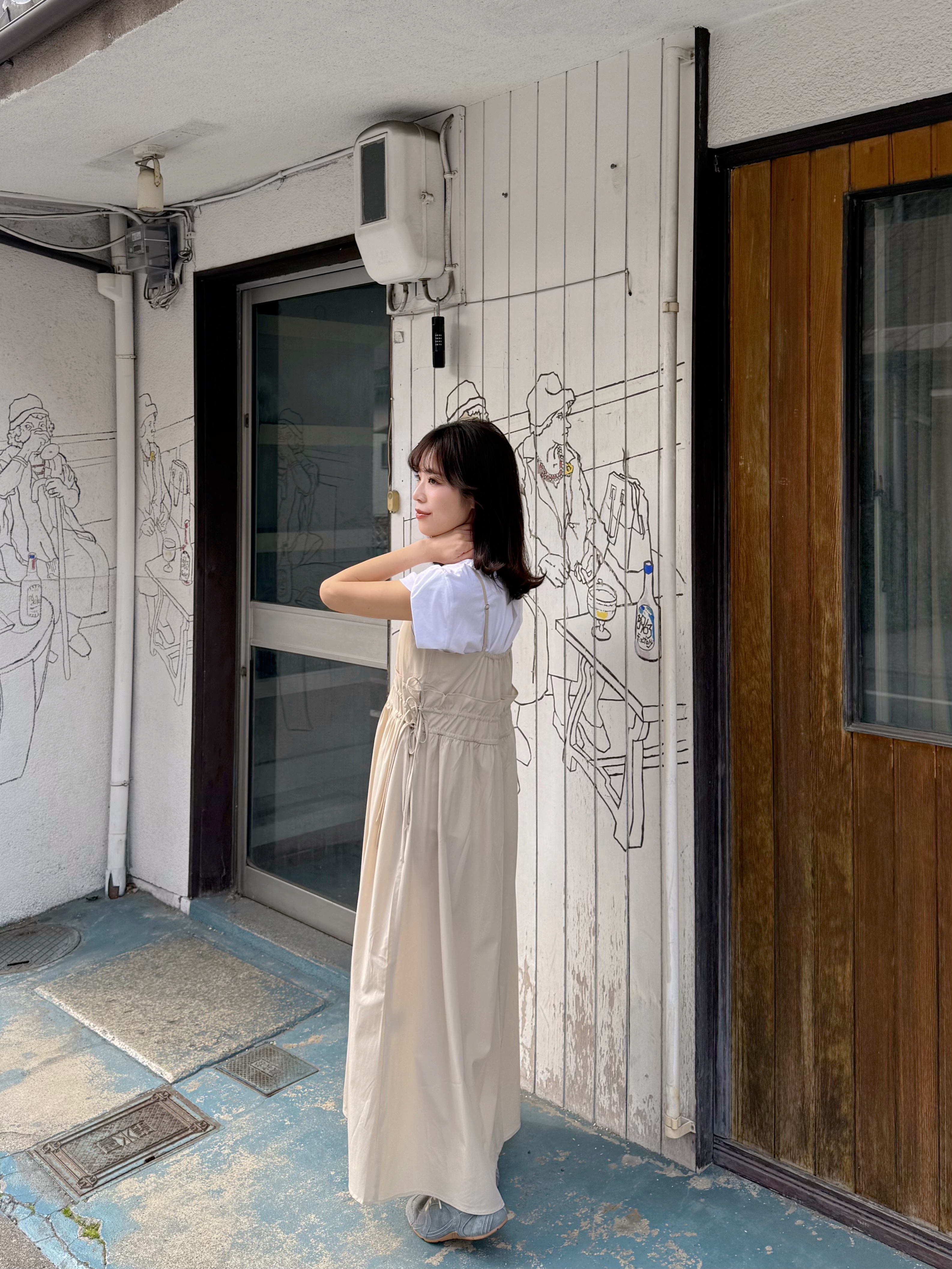 吊帶修腰A line雪紡連身裙