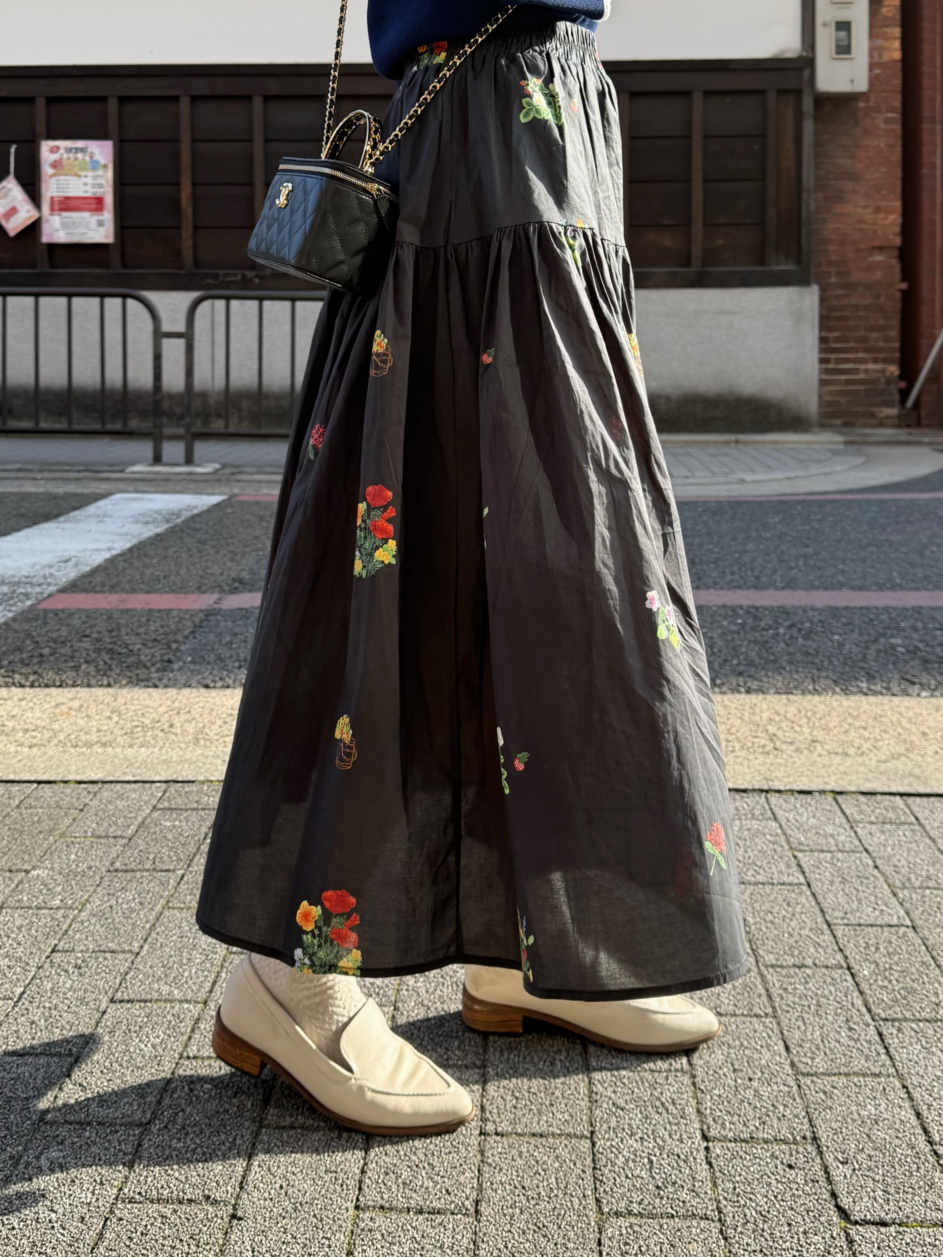 花束圖案A line半身裙