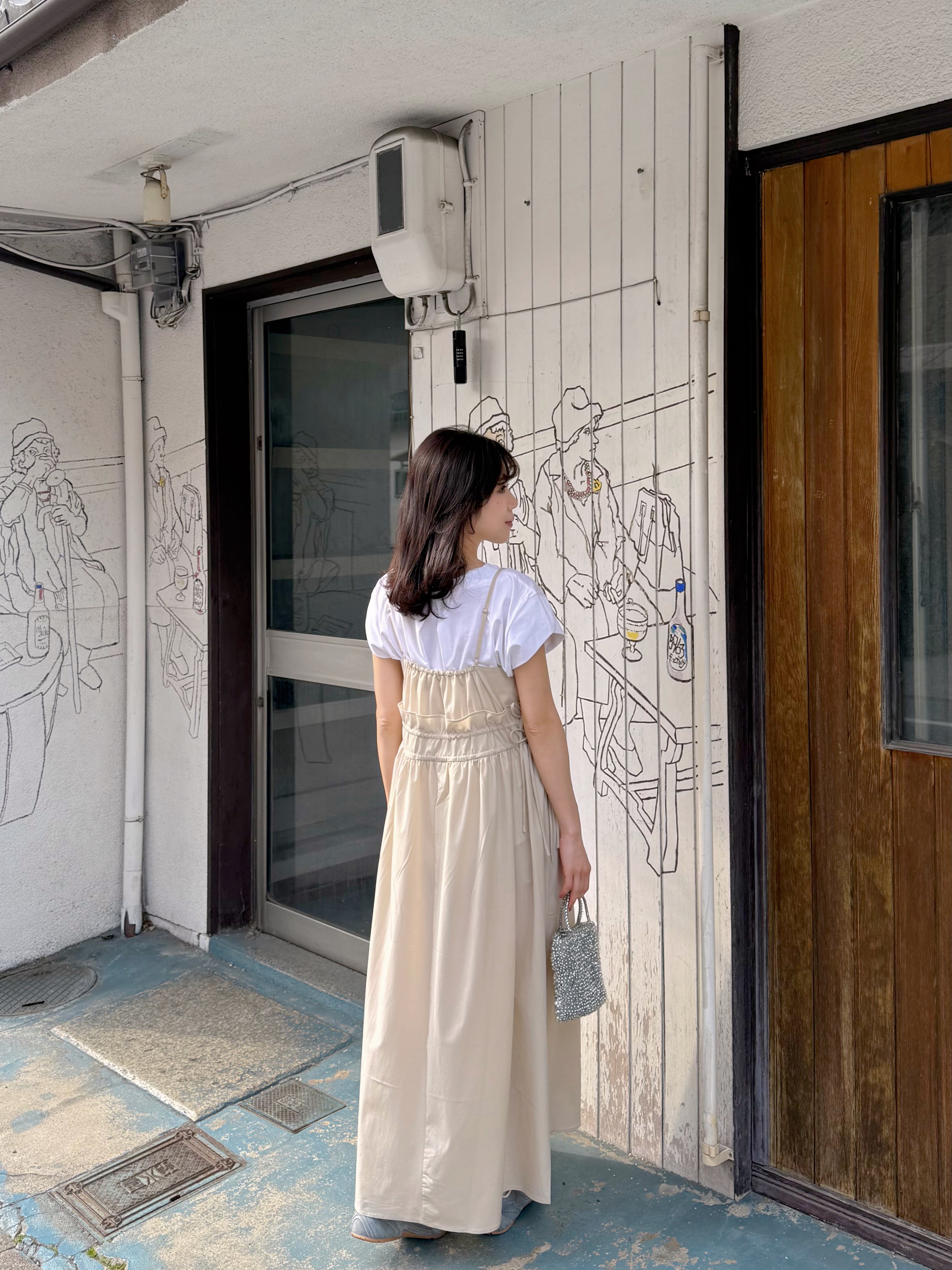 吊帶修腰A line雪紡連身裙