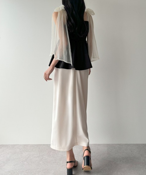 紗蝴蝶結肩帶背心