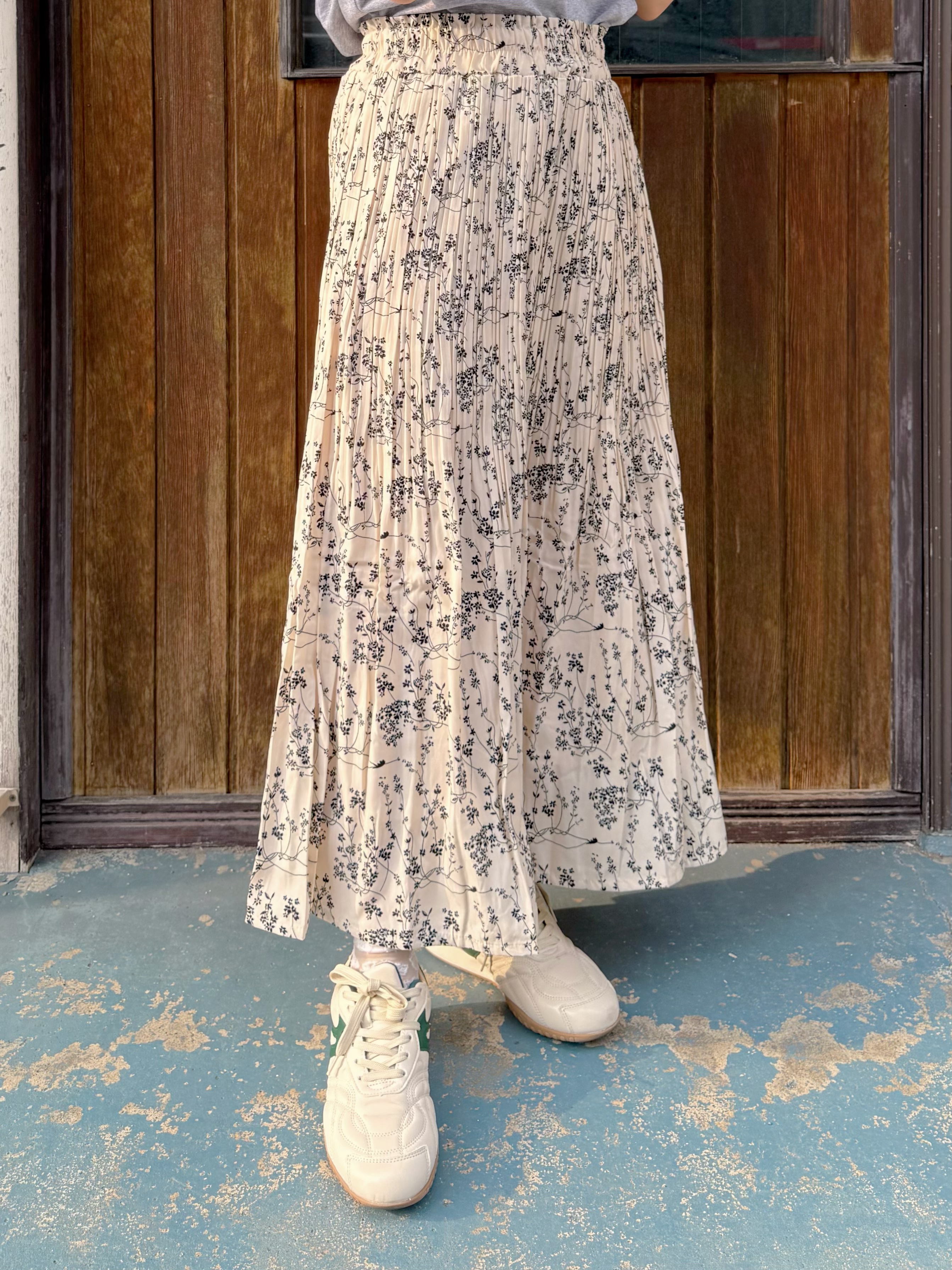 碎花百褶雪紡半身裙