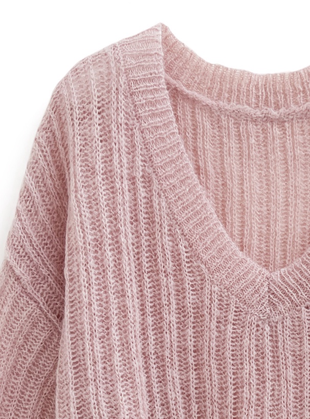 5色•V領鏤空糖果色上衣