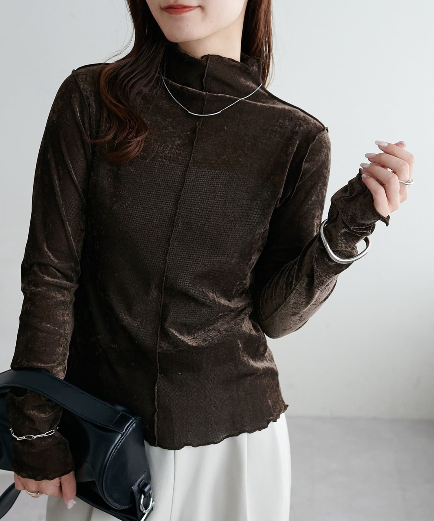 4色•絲絨透感薄長袖上衣