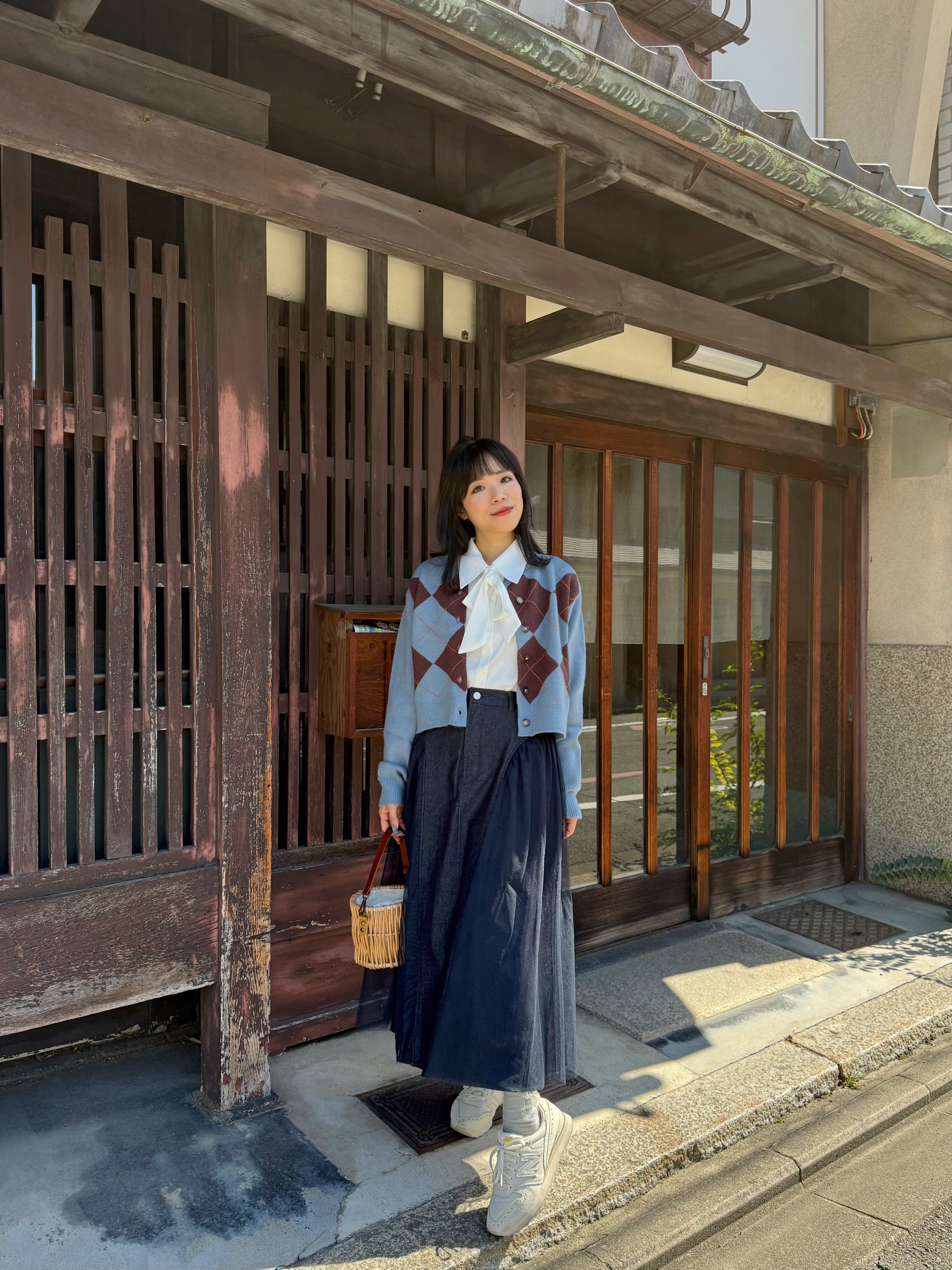 3色•菱格紋針織外套