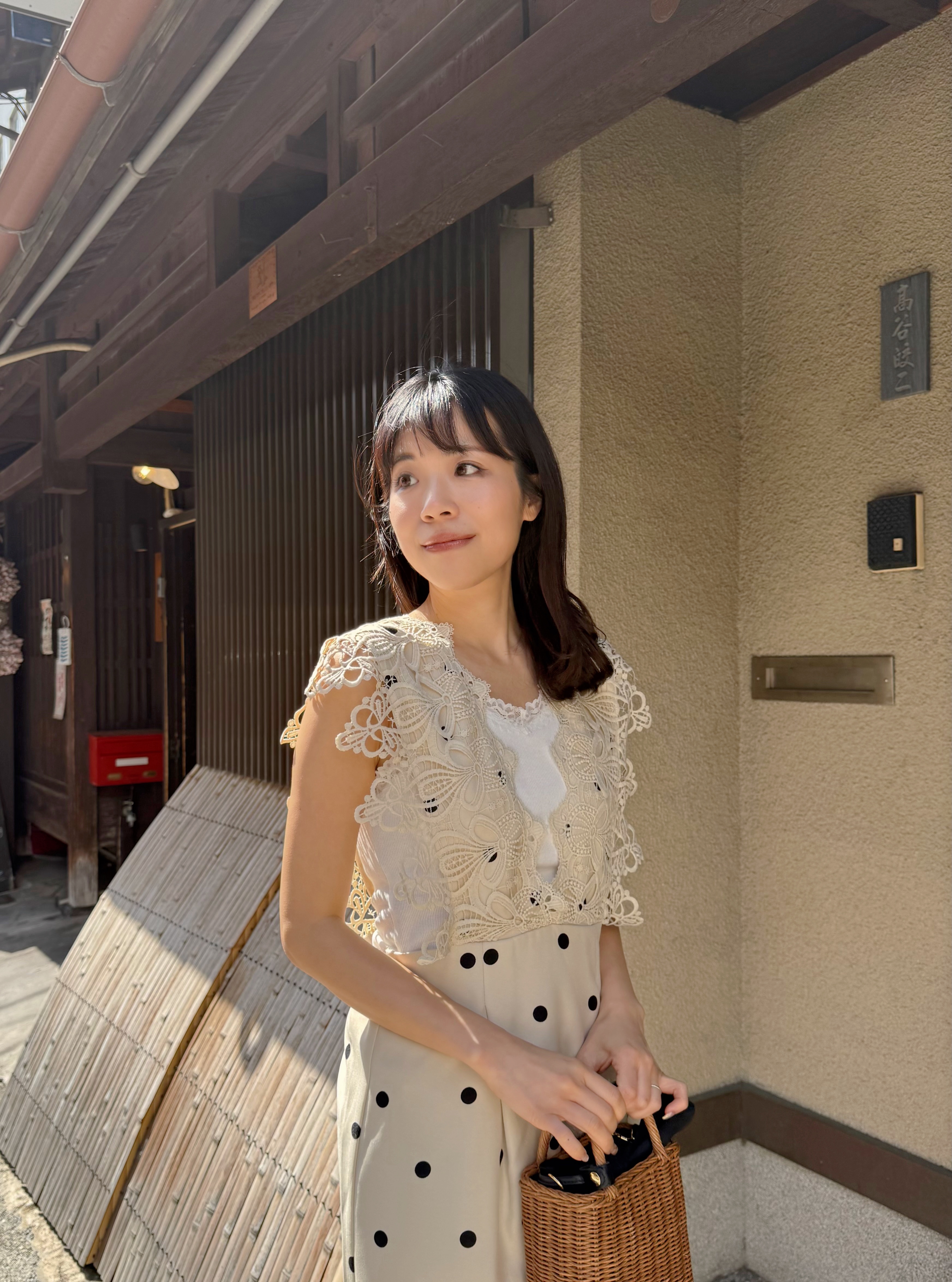 蕾絲波點背心連身裙