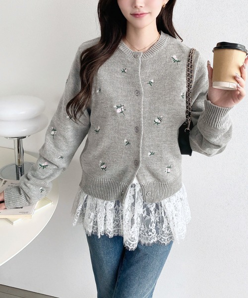 3色•M-L碼•花卉刺繡針織外套