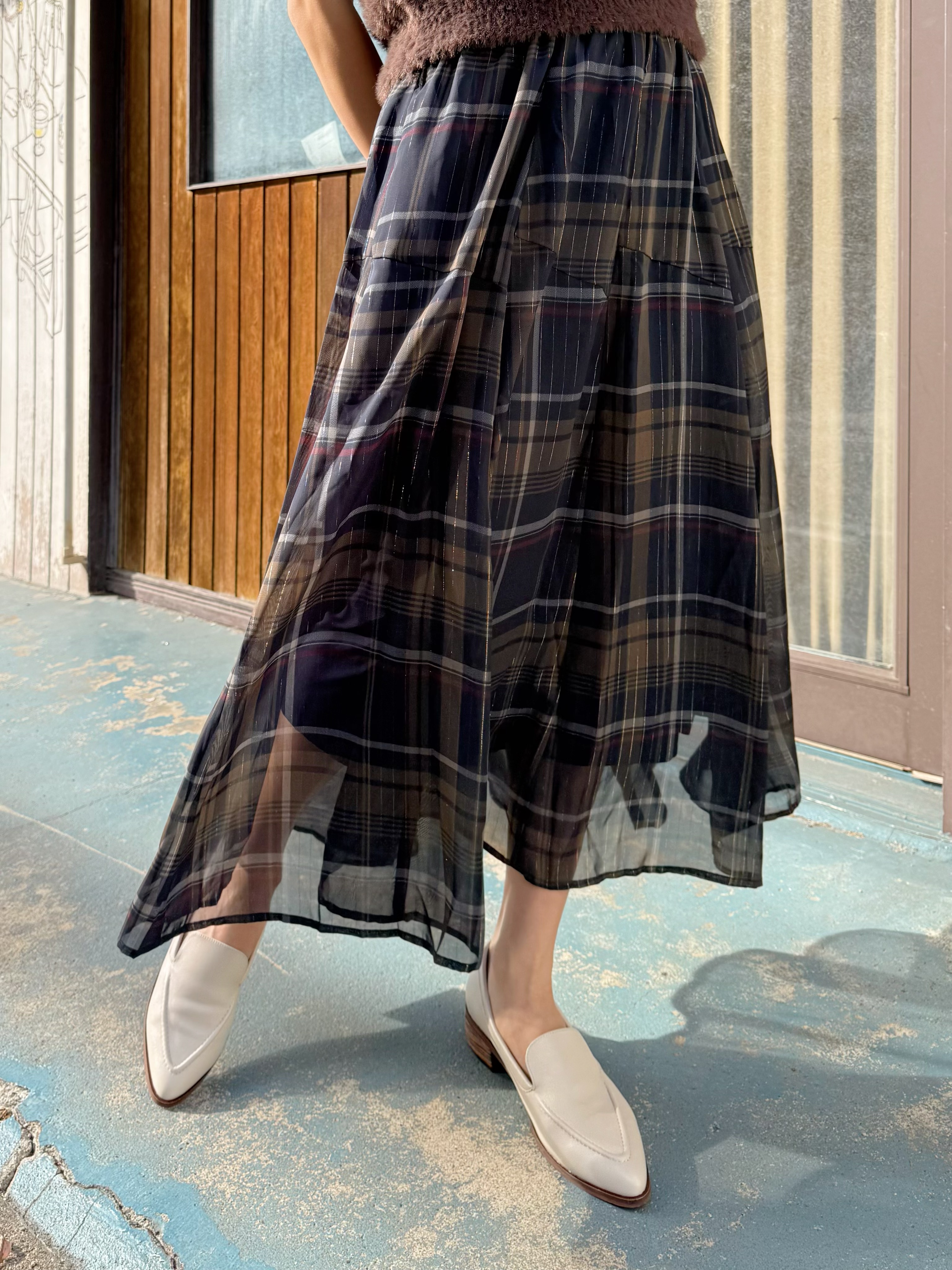 2種長度•印花有袋雪紡半身裙