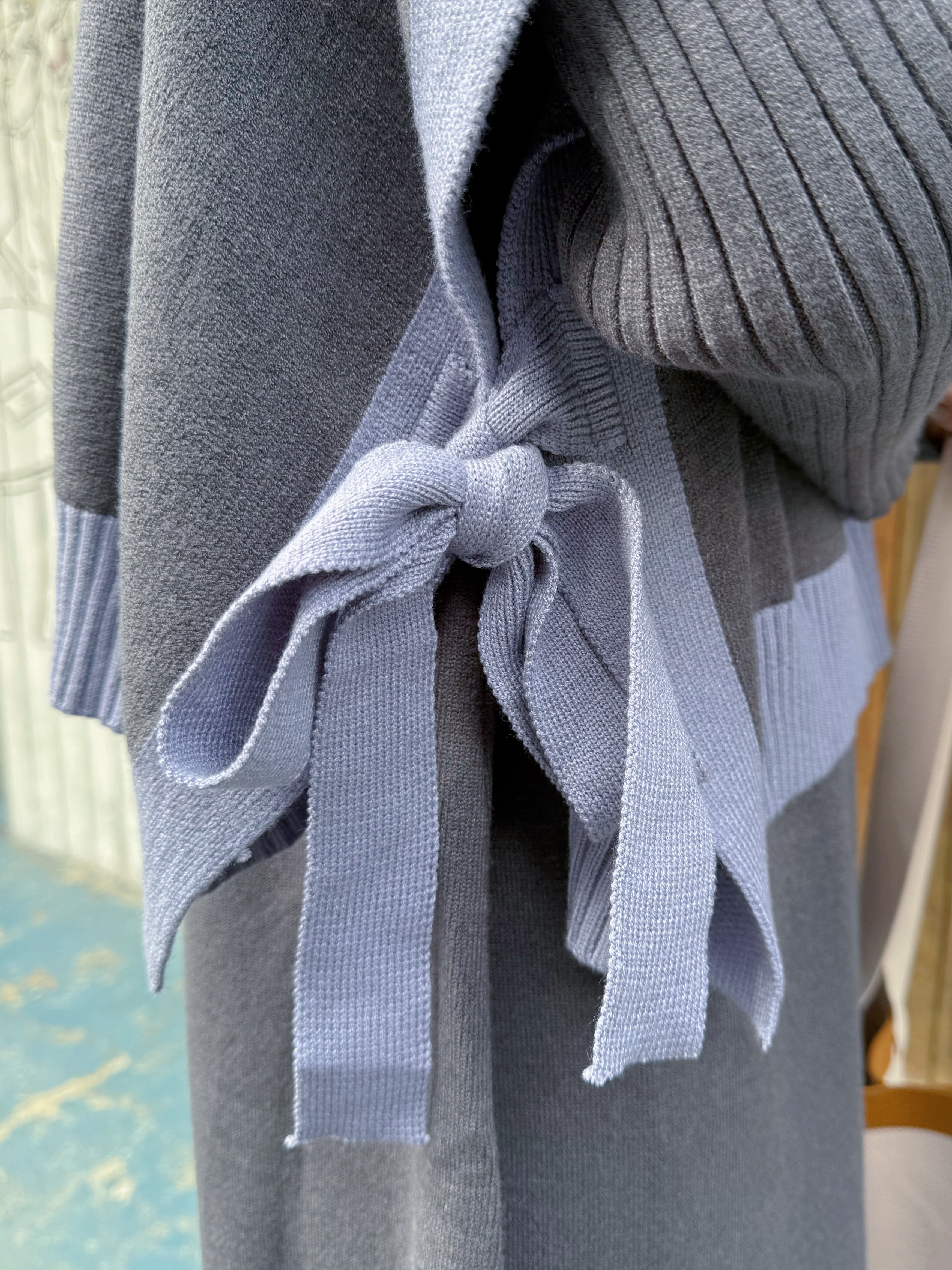 2種長度•10色•拼色斗蓬針織連身裙