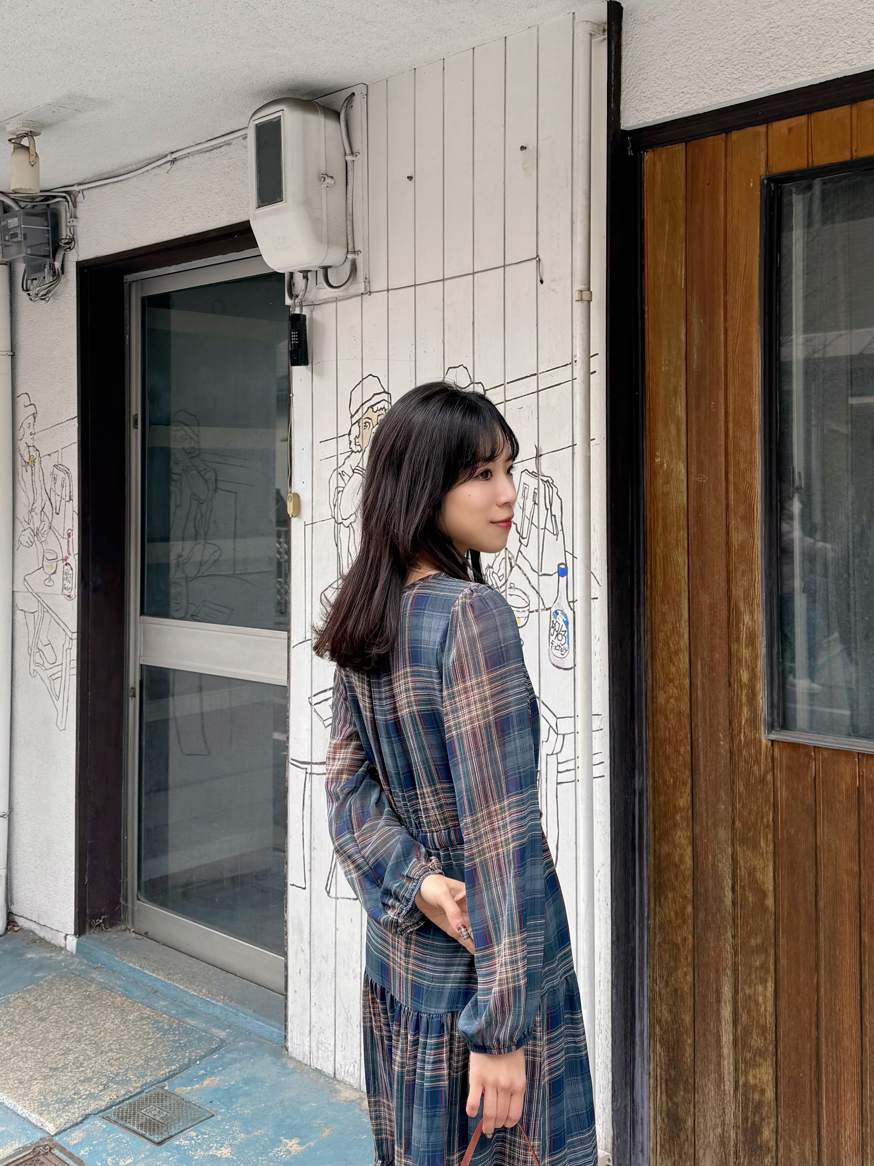 英倫格雪紡連身裙