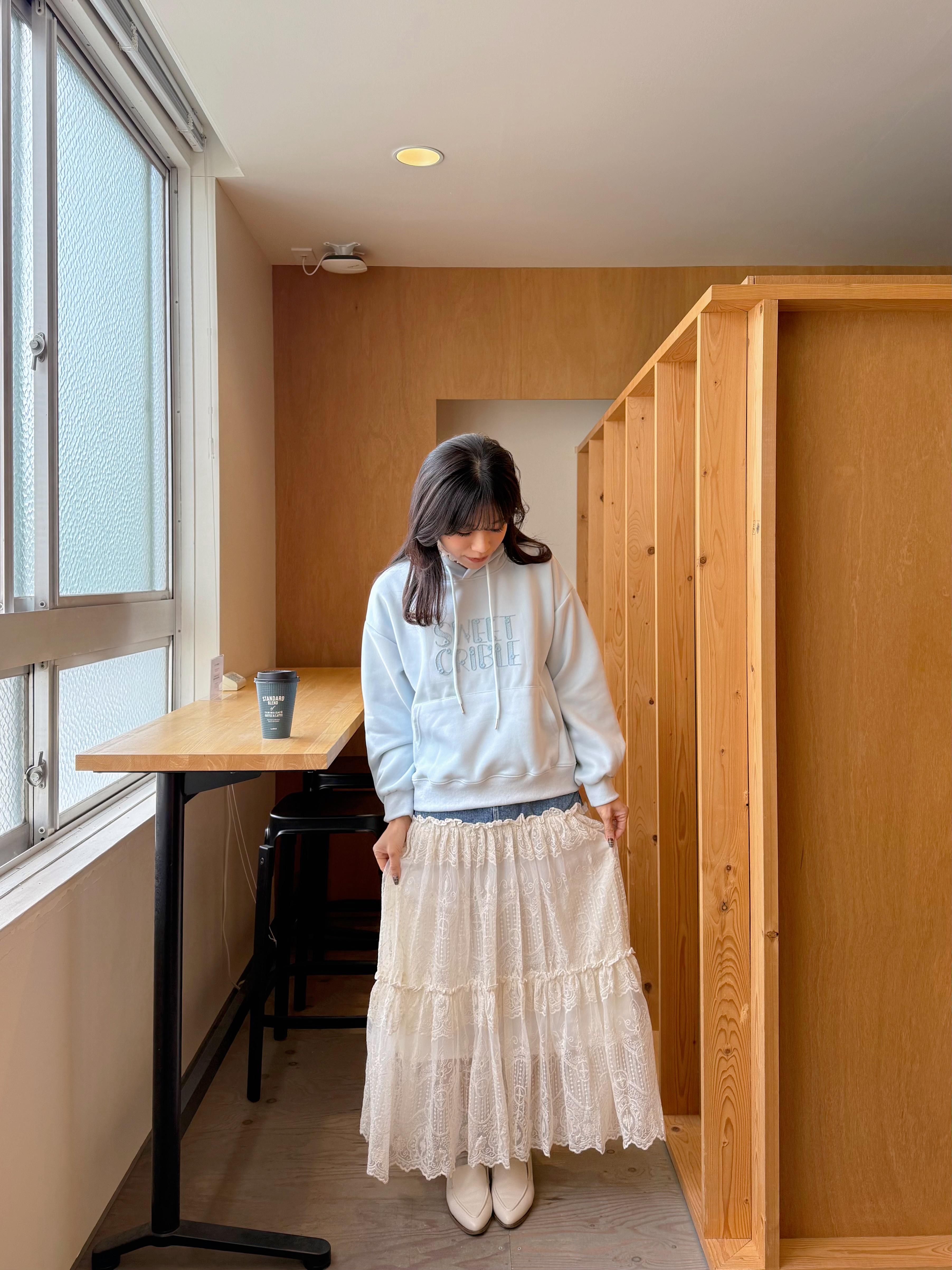 字母刺繡無加厚連帽衛衣