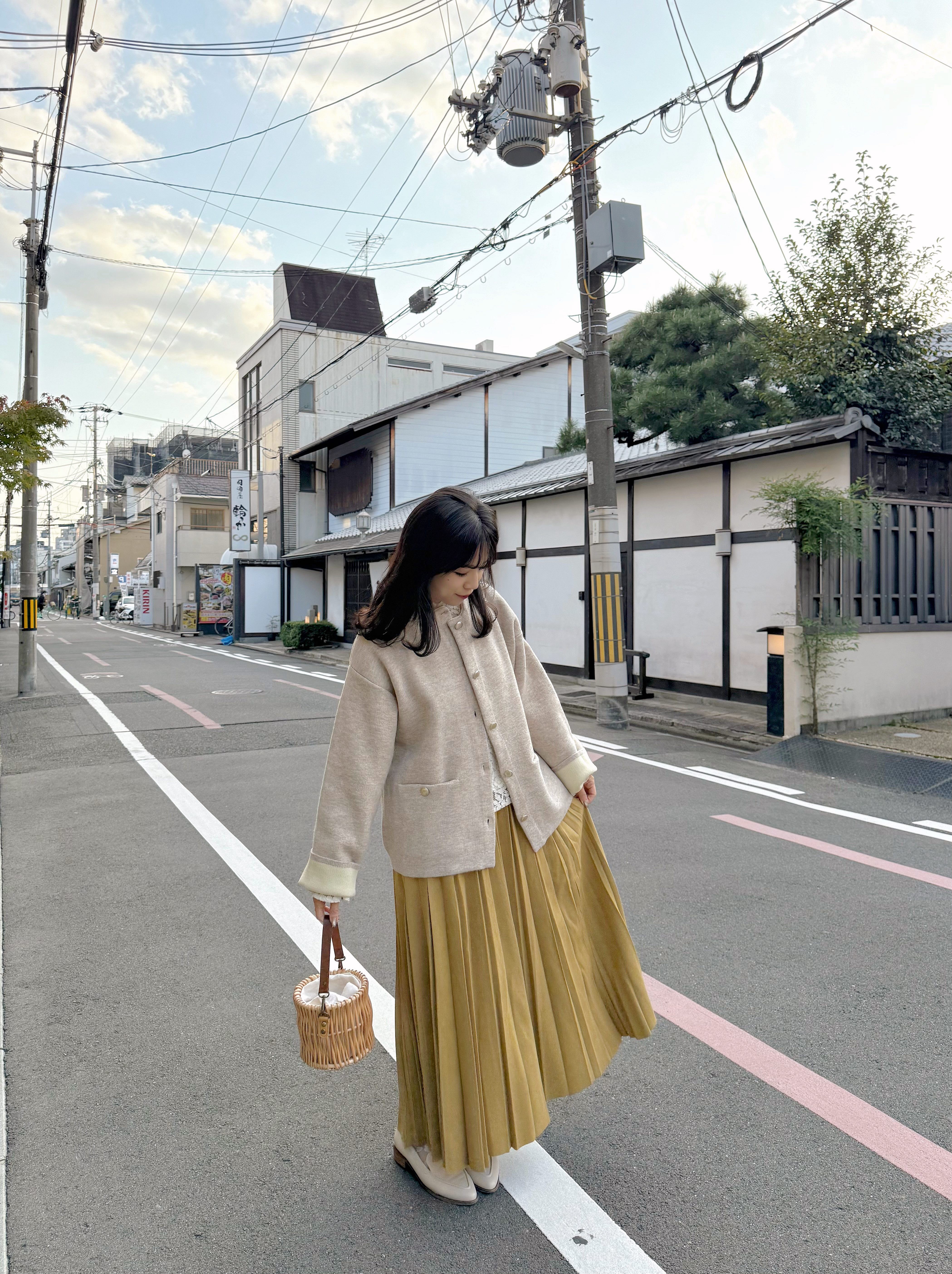 4色•拼色金扣中長款針織外套