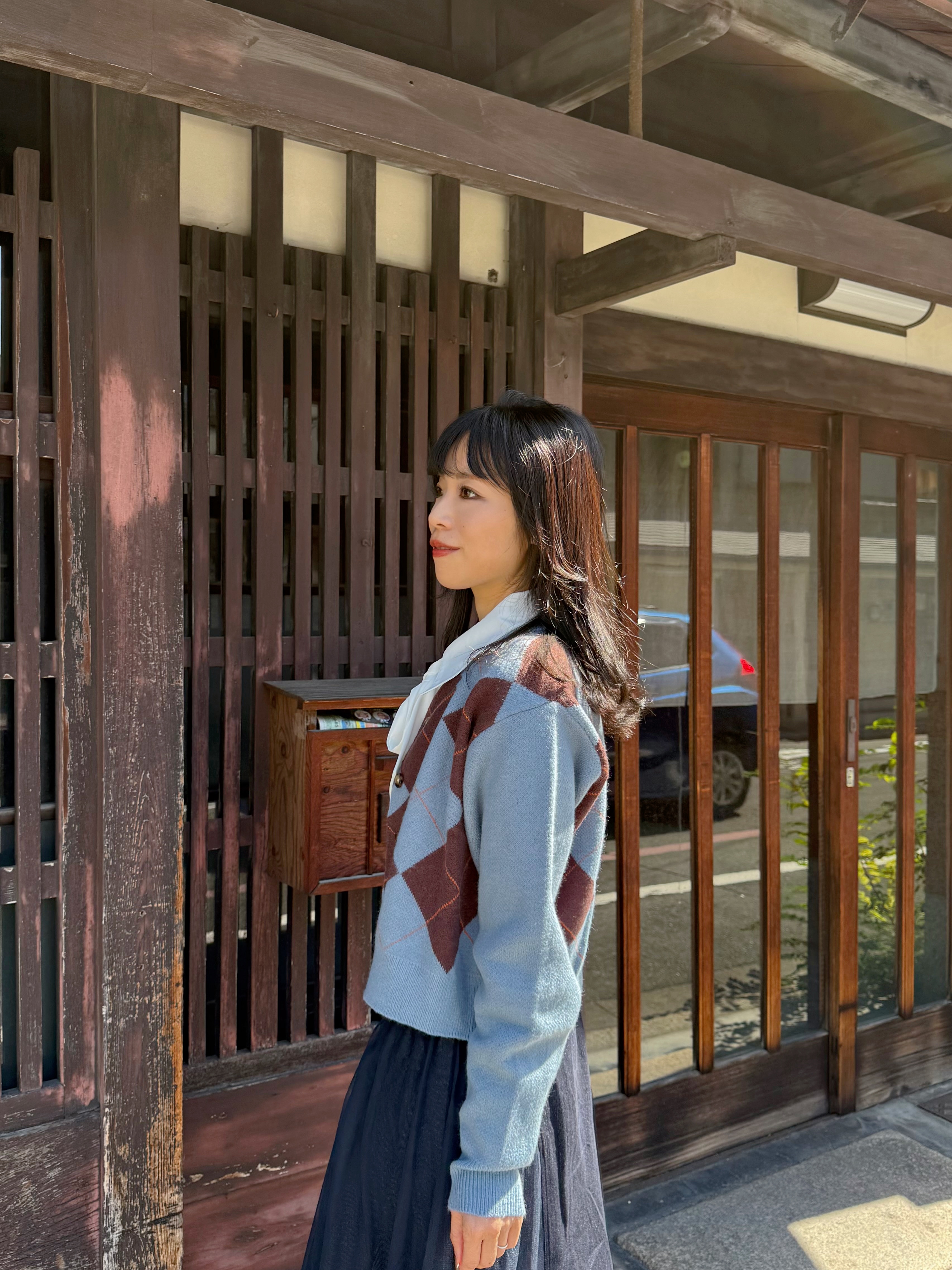 3色•菱格紋針織外套