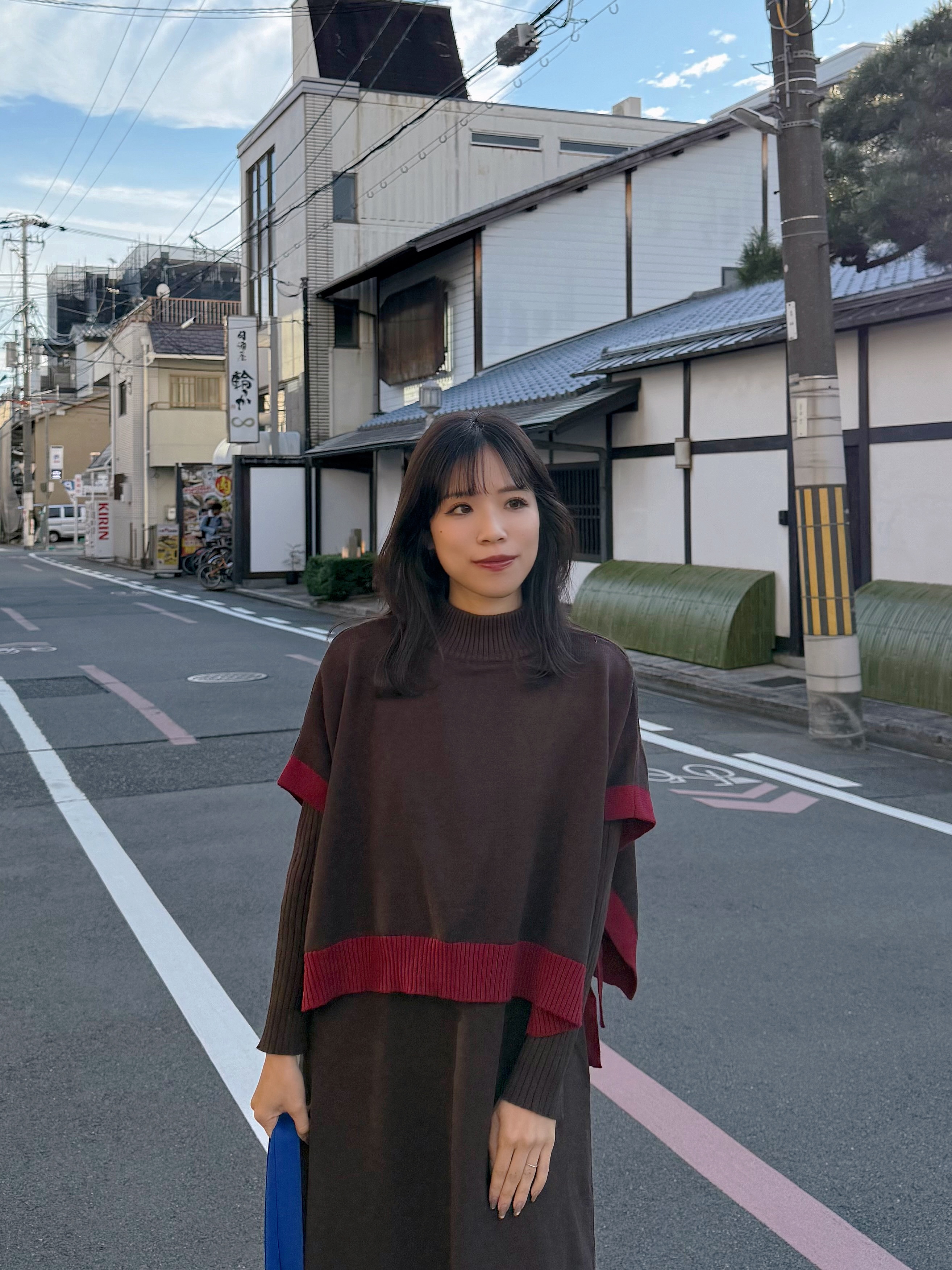 2種長度•10色•拼色斗蓬針織連身裙